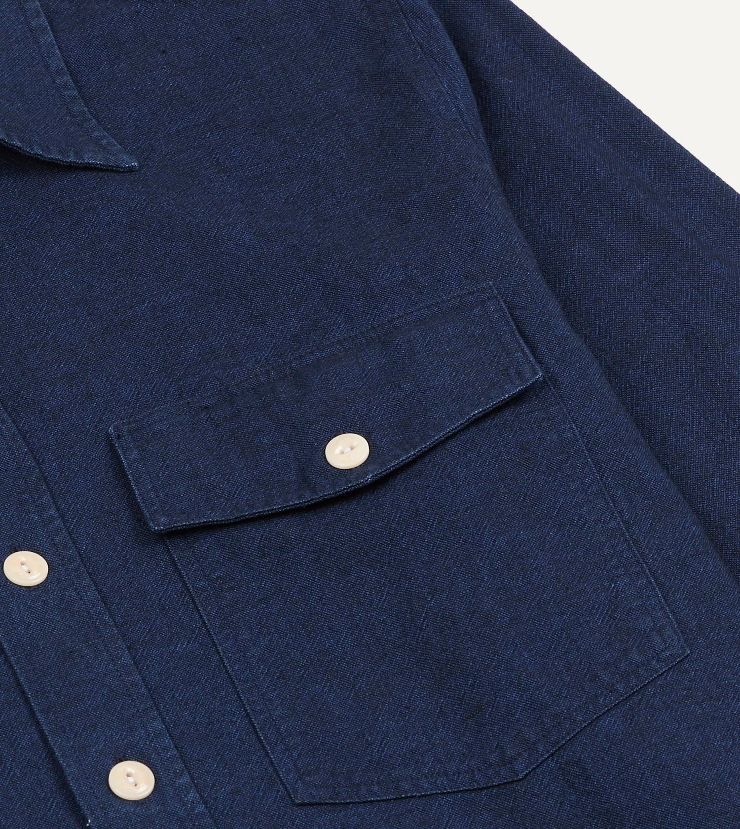 Indigo Cotton Long Point Collar Work Shirt