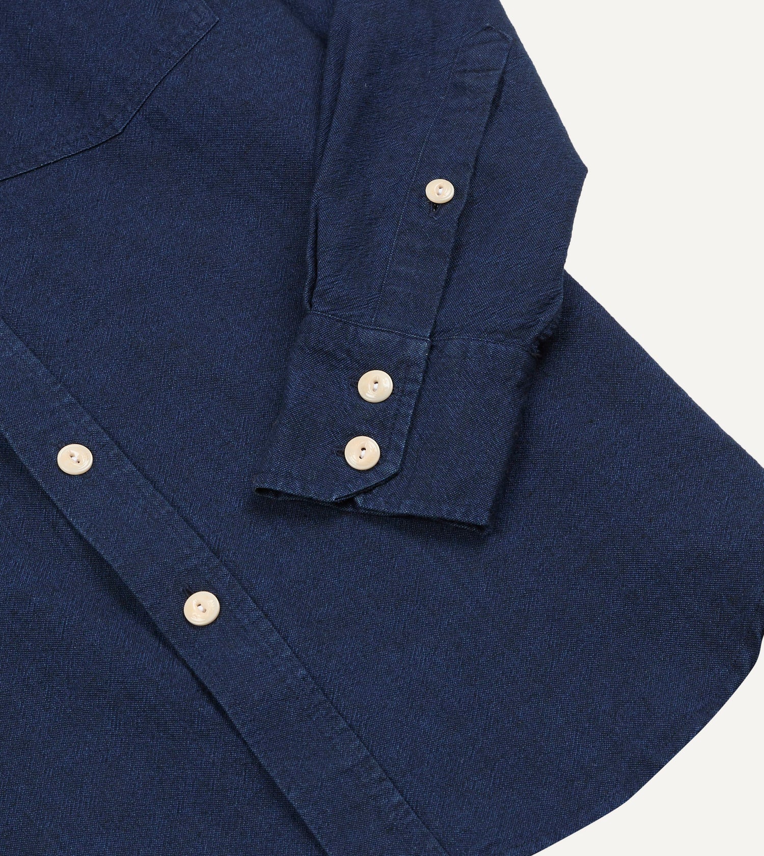 Indigo Cotton Long Point Collar Work Shirt