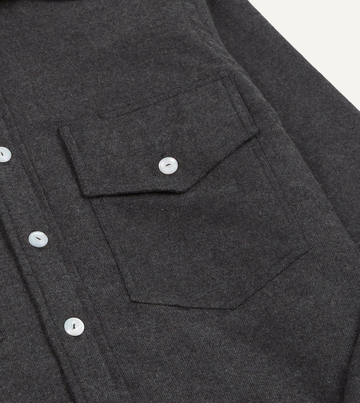 Grey Cotton Two-Pocket Long Point Collar Work Shirt