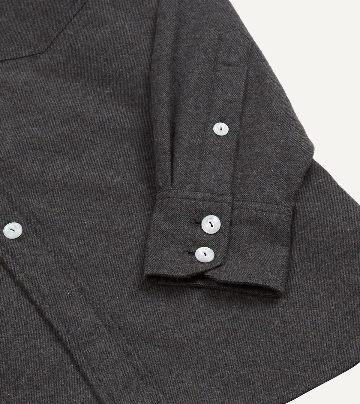 Grey Cotton Two-Pocket Long Point Collar Work Shirt