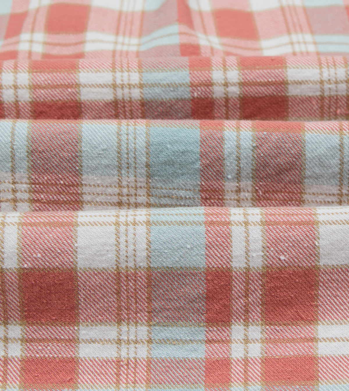 Pink and Blue Check Cotton Two-Pocket Long Point Collar Work Shirt