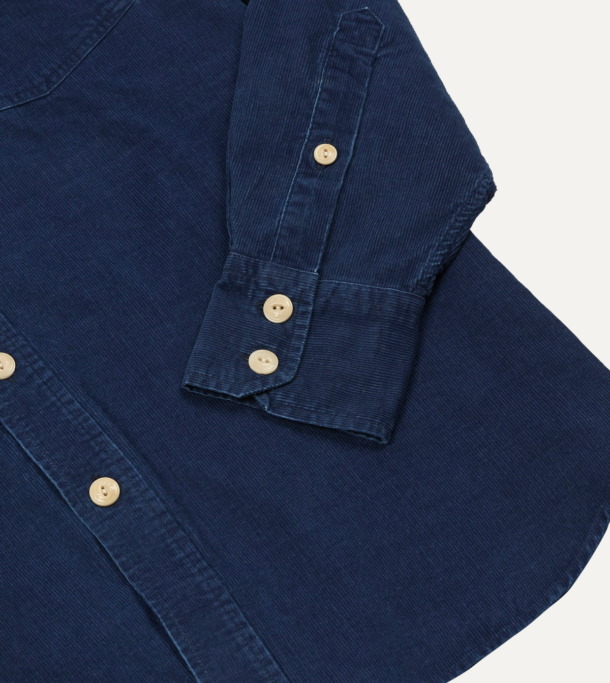 Navy Corduroy Two-Pocket Long Point Collar Work Shirt