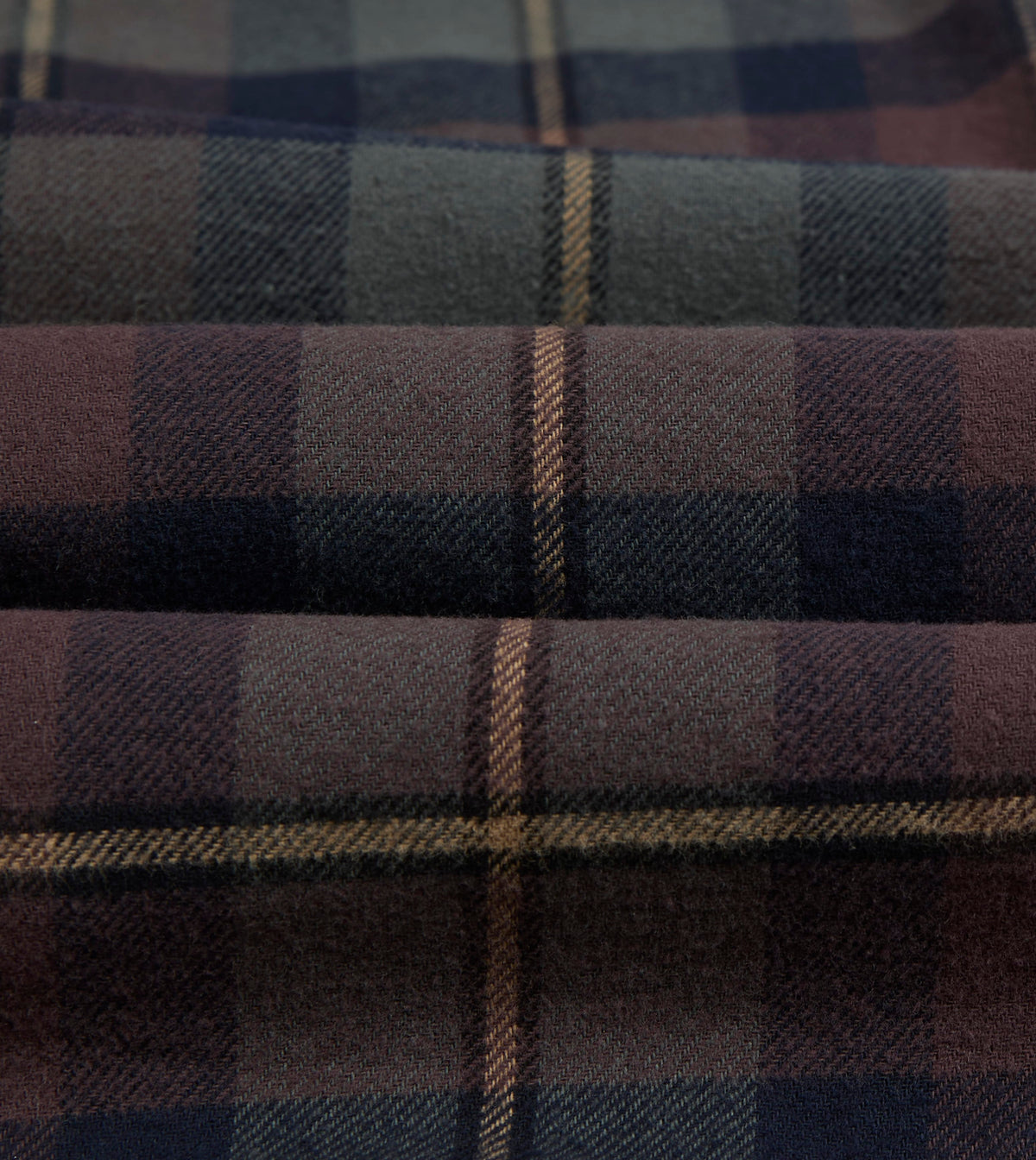Brown and Green Check Cotton Two-Pocket Long Point Collar Work Shirt