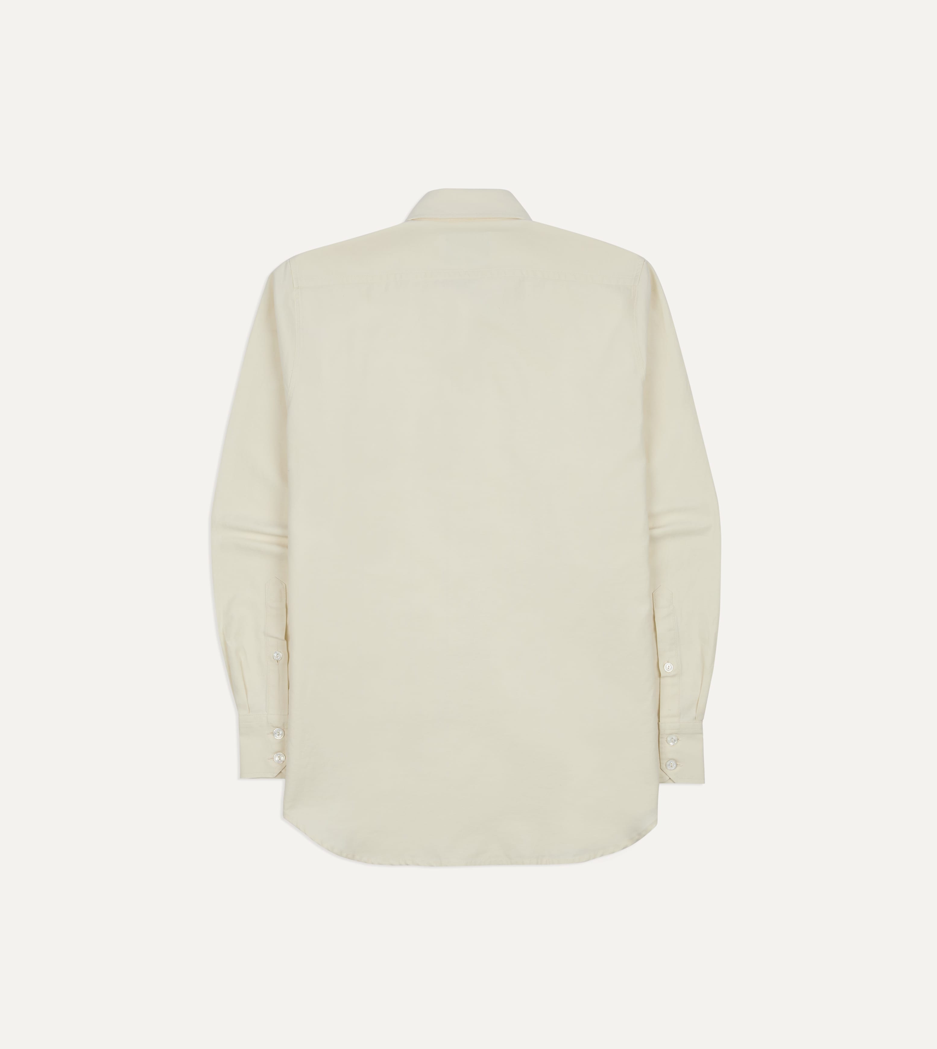 Ecru Cotton-Linen Two-Pocket Long Point Collar Work Shirt