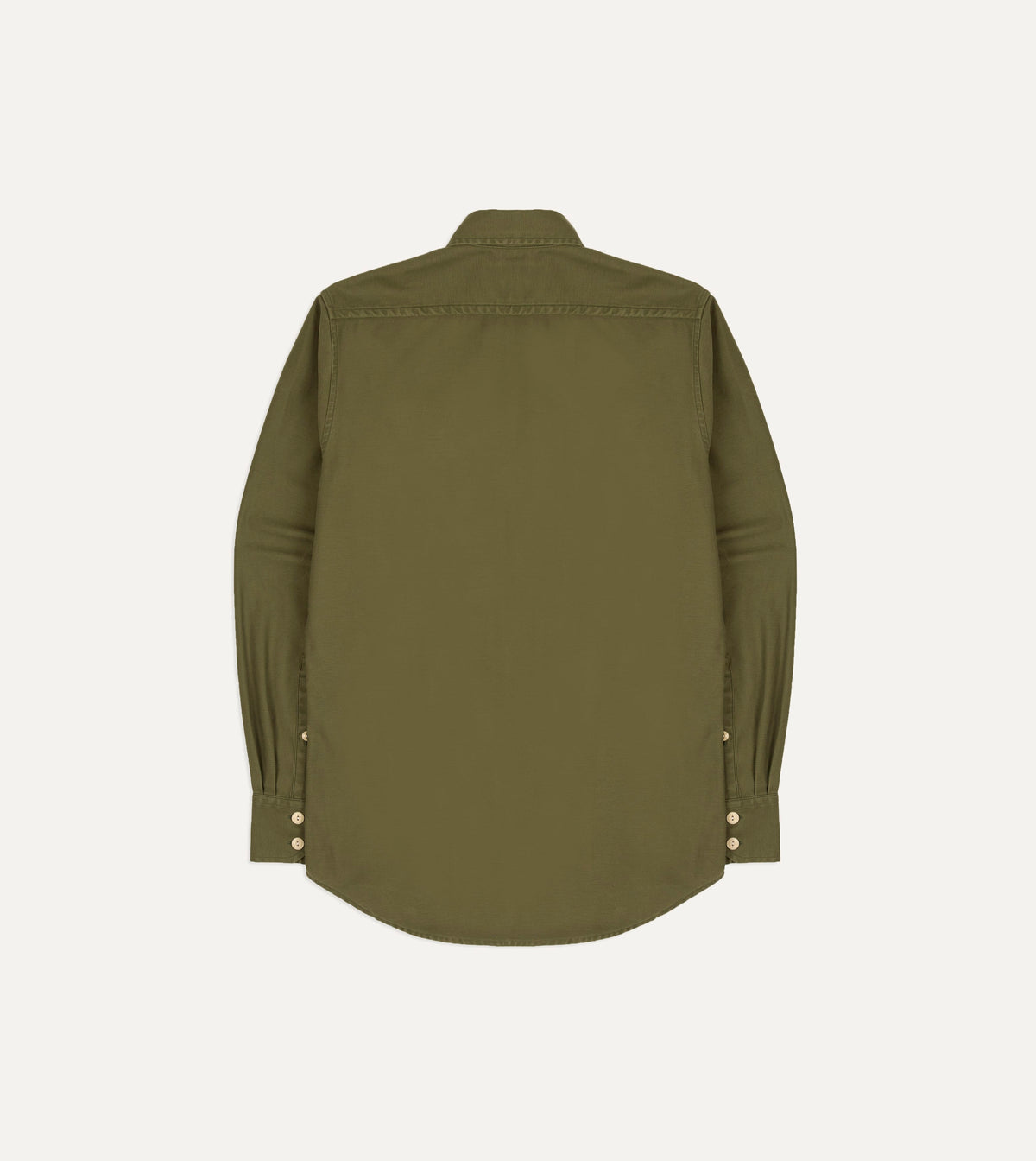Olive Cotton Two-Pocket Long Point Collar Work Shirt