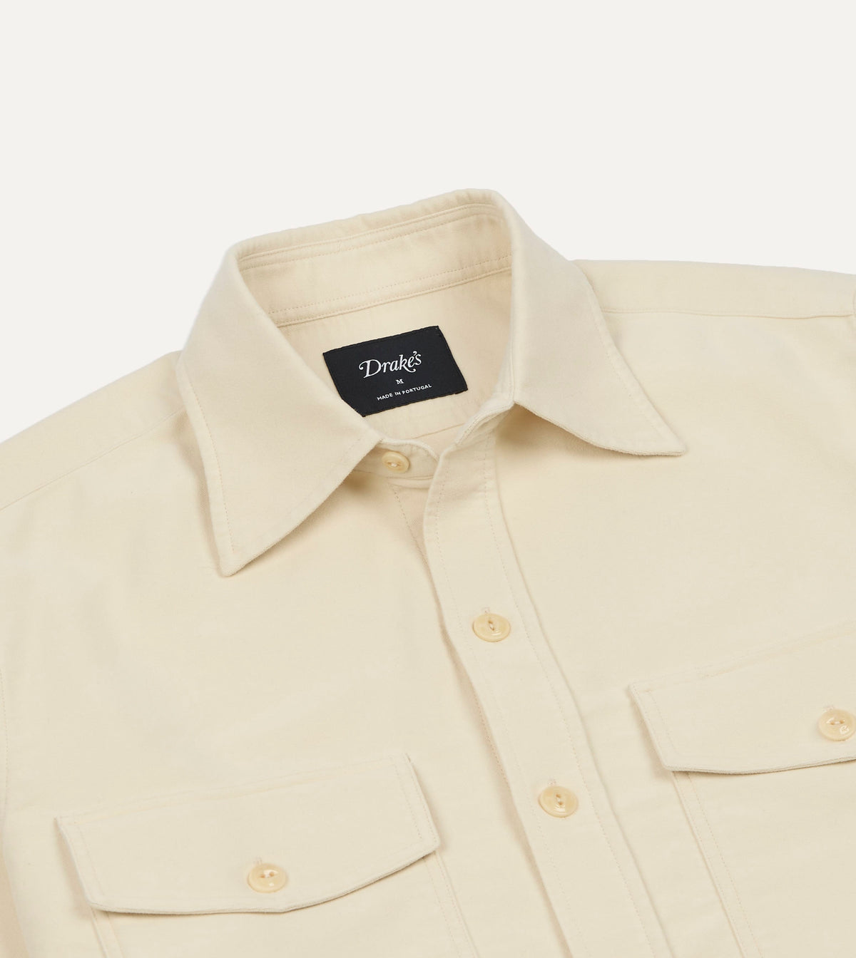Ecru Moleskin Two-Pocket Long Point Collar Work Shirt