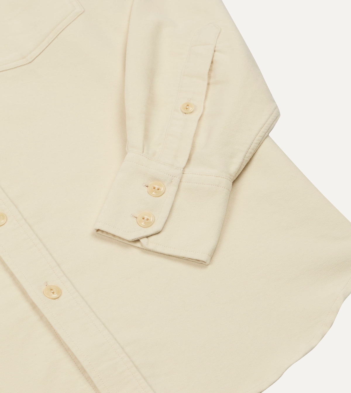 Ecru Moleskin Two-Pocket Long Point Collar Work Shirt