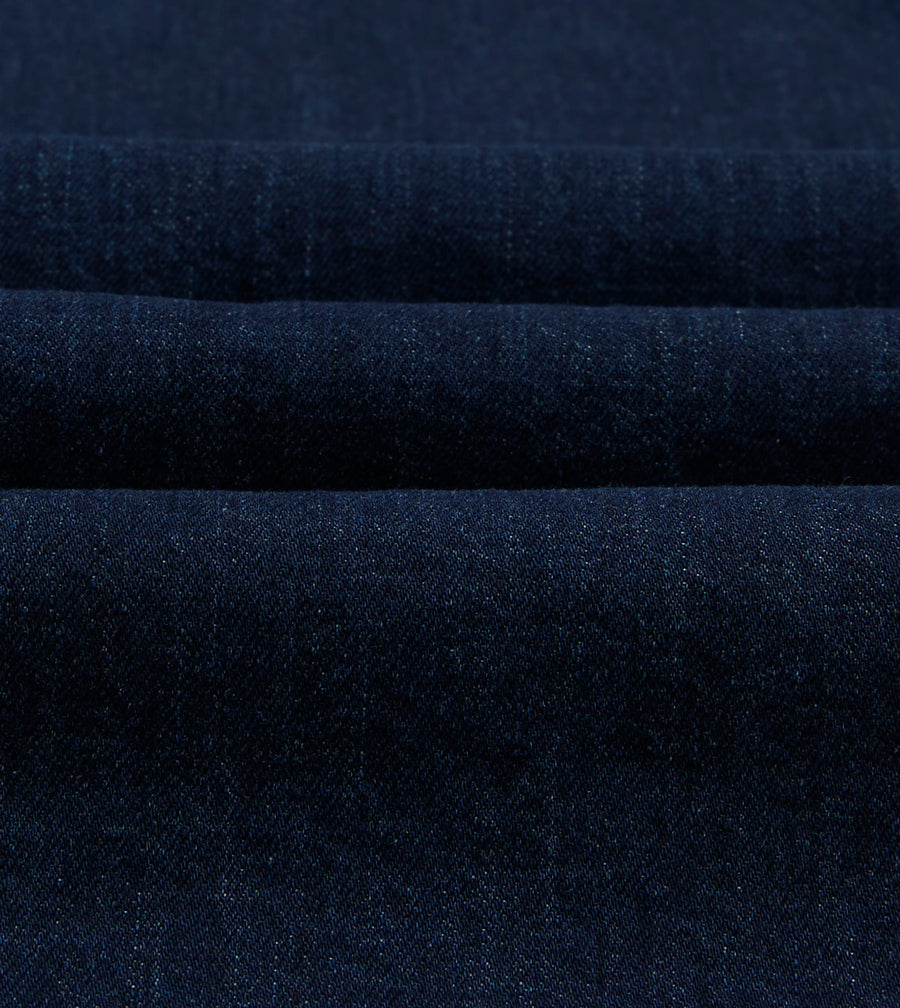 Indigo Denim Two-Pocket Long Point Collar Shirt