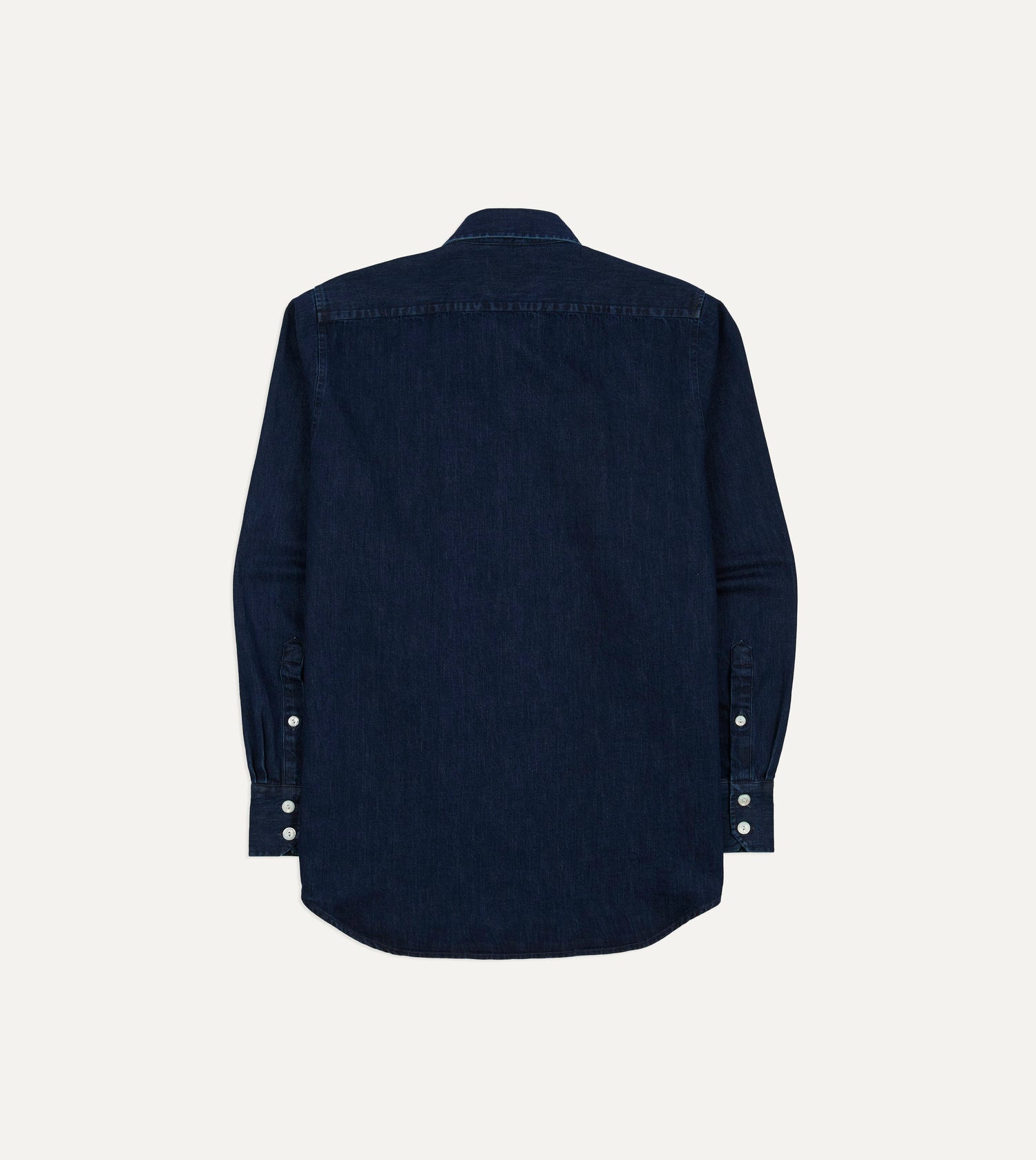Indigo Denim Two-Pocket Long Point Collar Shirt