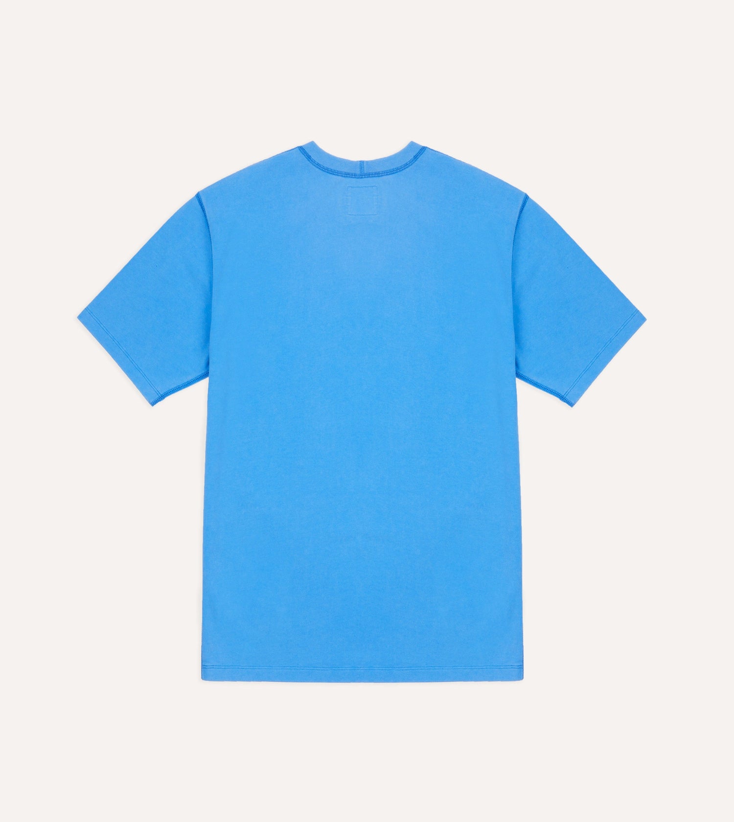 Washed Blue Cotton Crew Neck Hiking T-Shirt