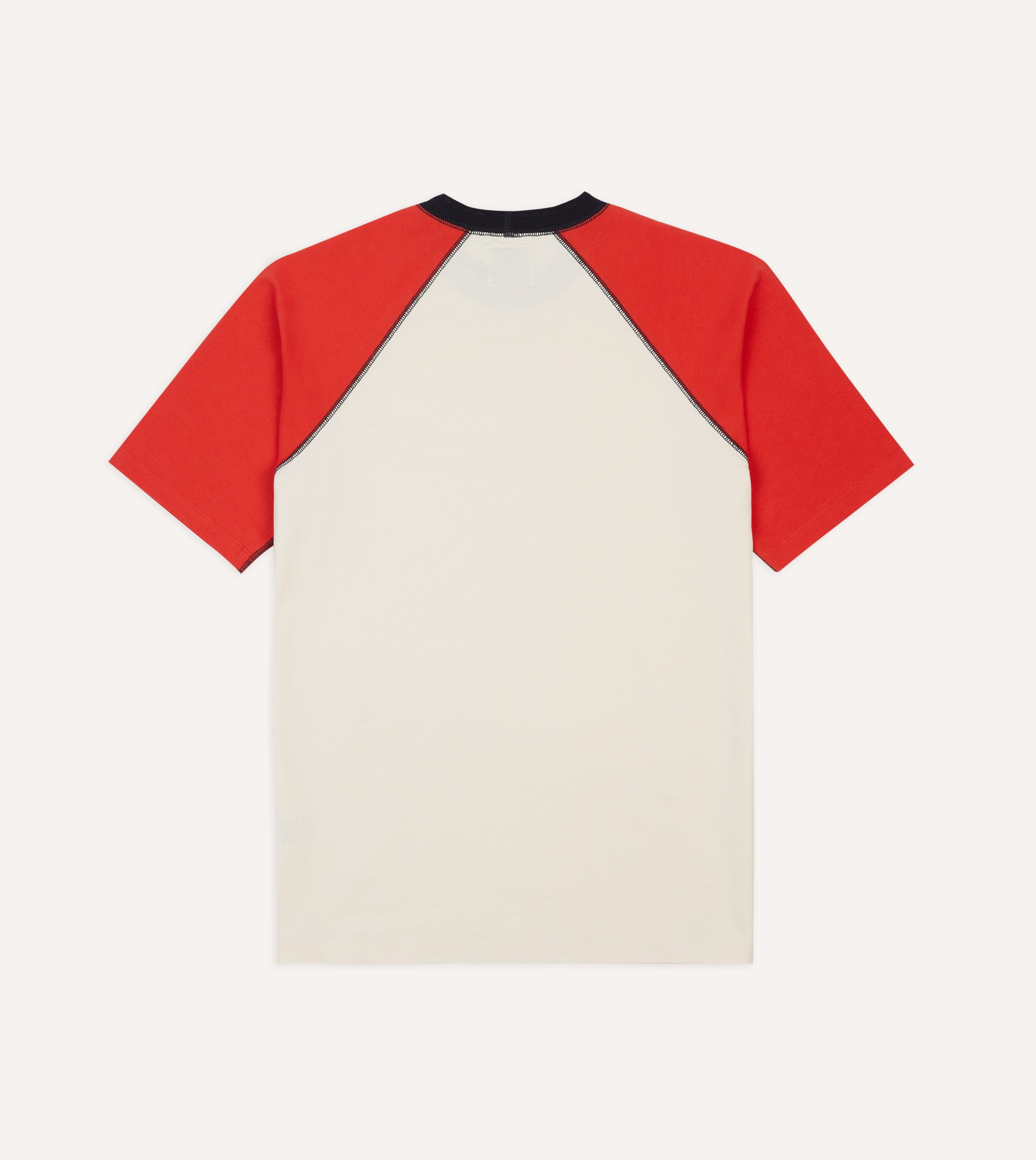 Ecru and Red Raglan Sleeve Hiking T-Shirt