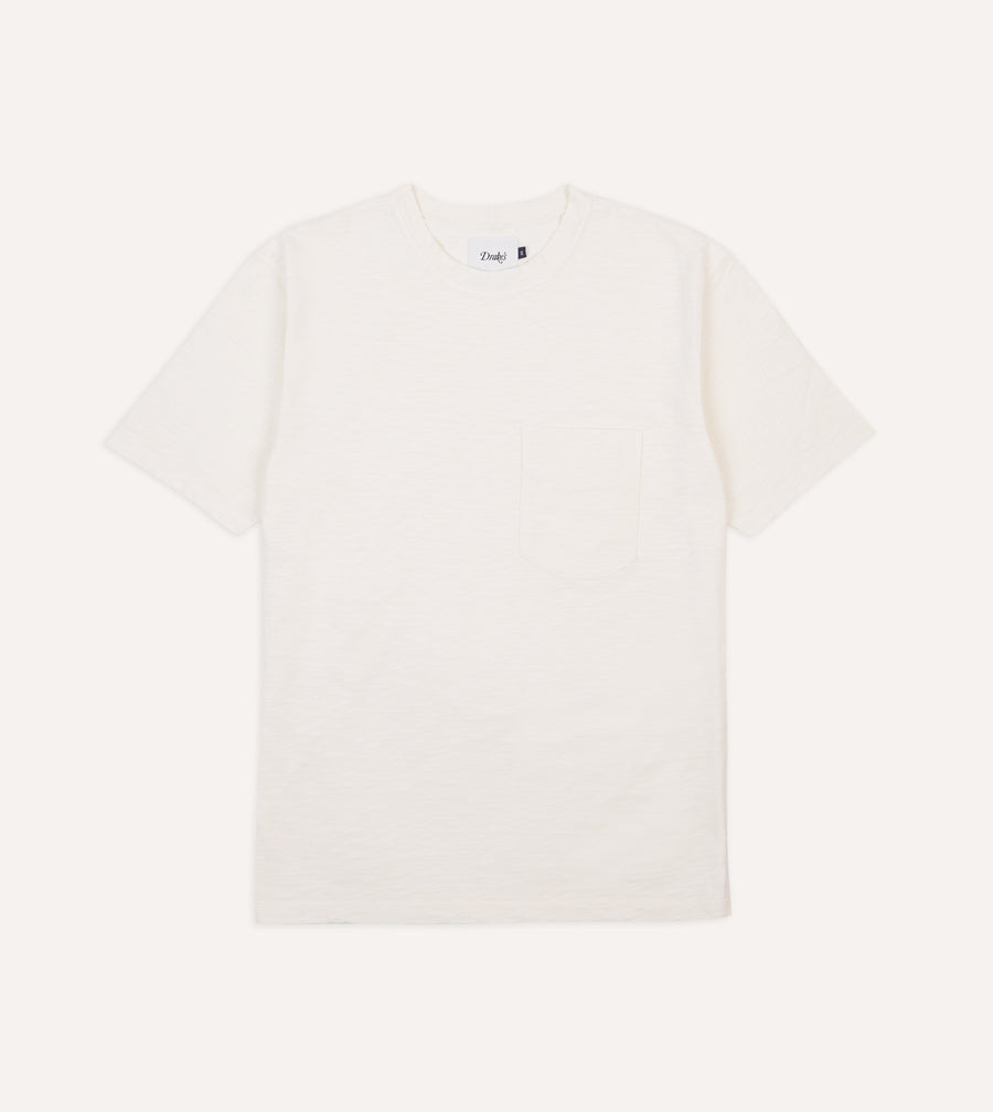 Antique White Flamé Cotton Crew Neck Hiking T-Shirt