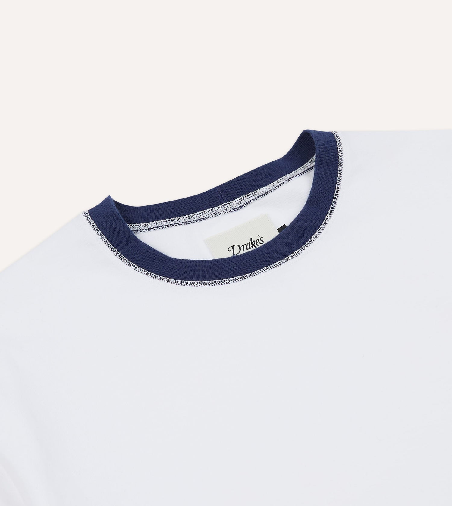 White and Navy Tipped Ringer T-Shirt
