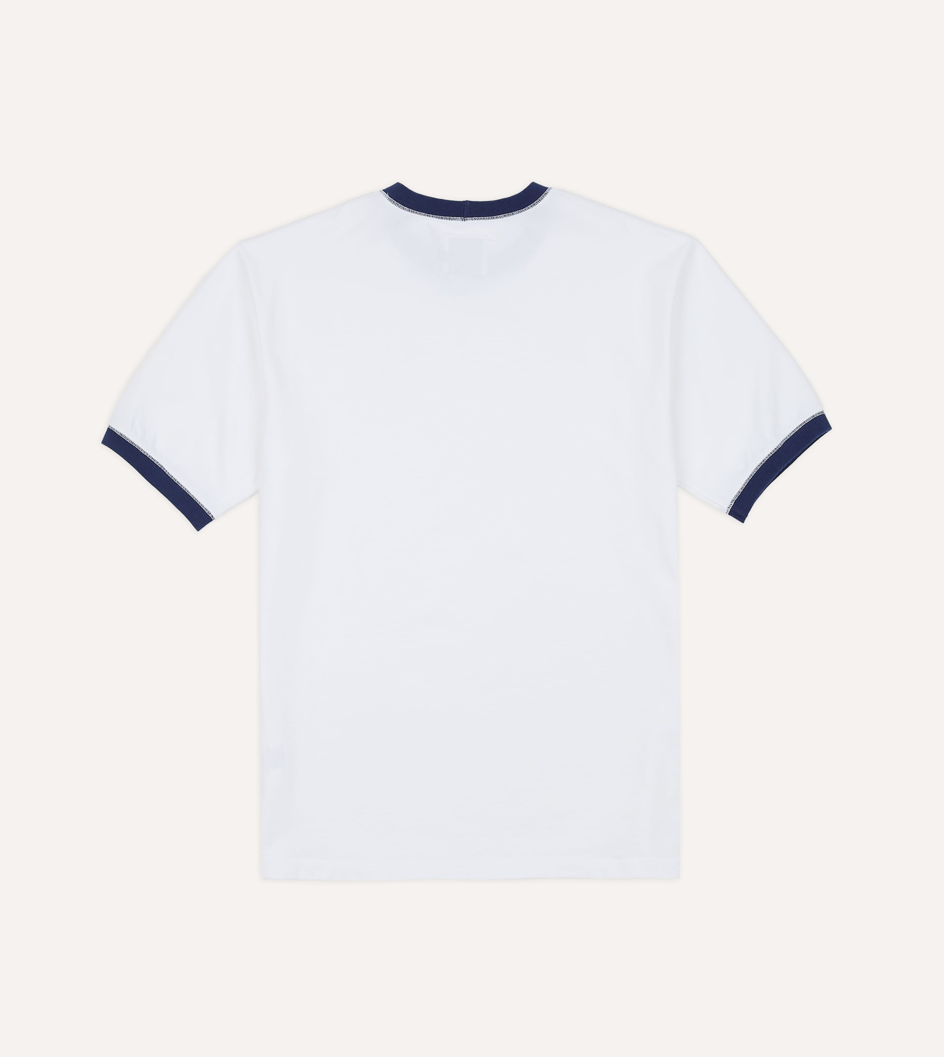White and Navy Tipped Ringer T-Shirt