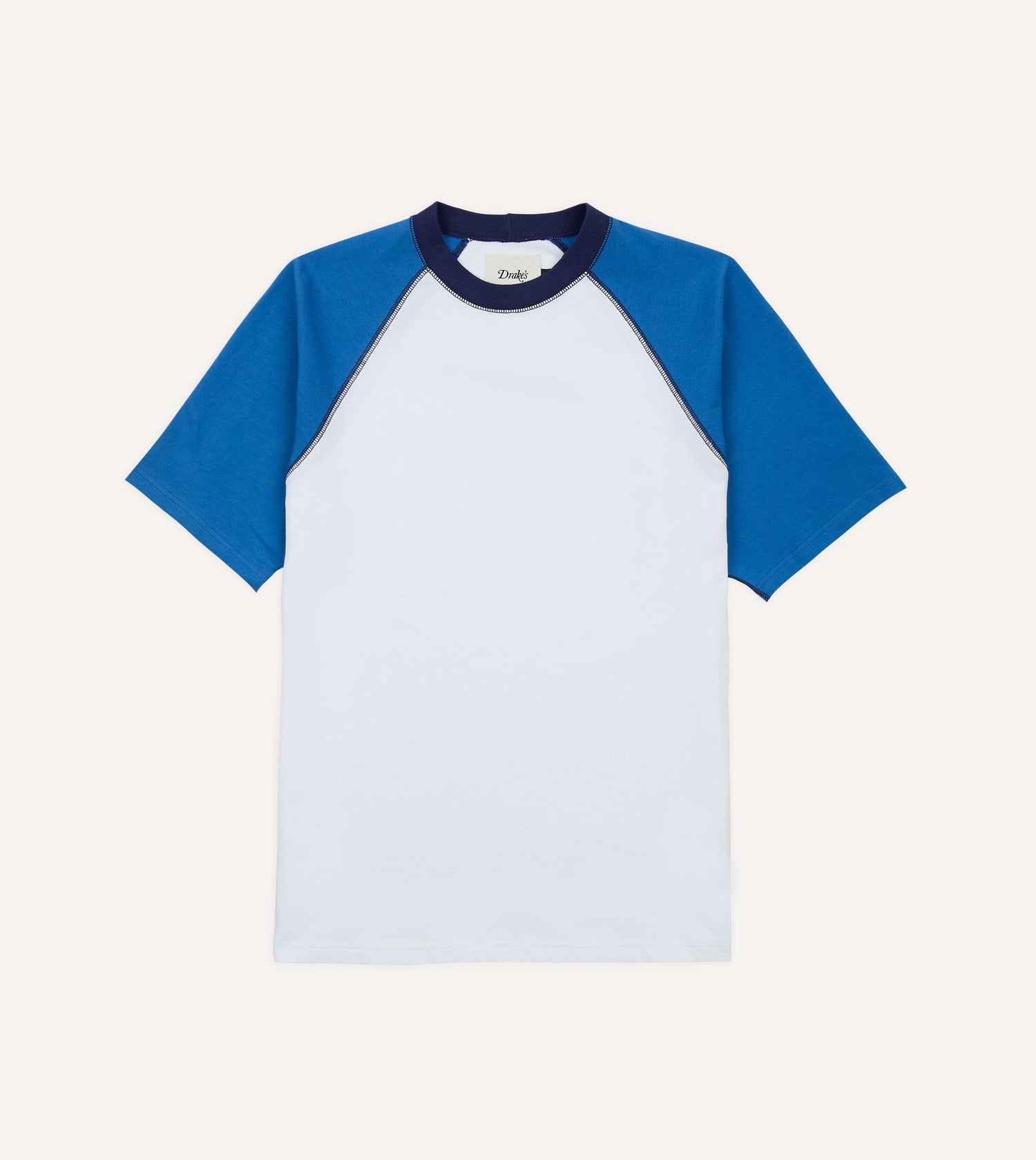 White and Blue Raglan Sleeve Hiking T-Shirt