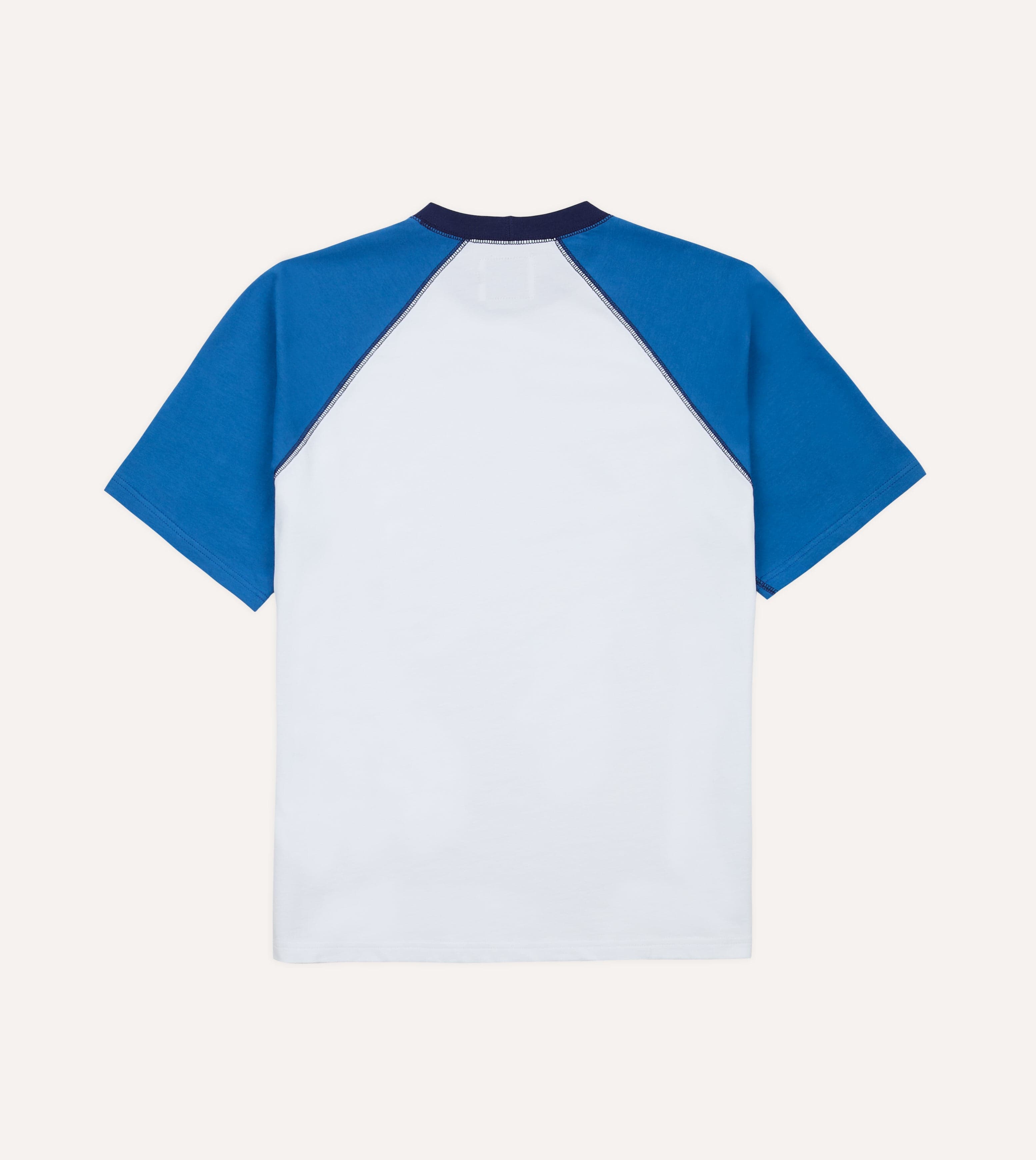 White and Blue Raglan Sleeve Hiking T-Shirt
