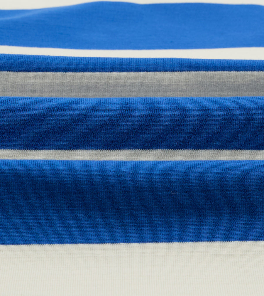 Blue and White Stripe Raglan Sleeve Hiking T-Shirt