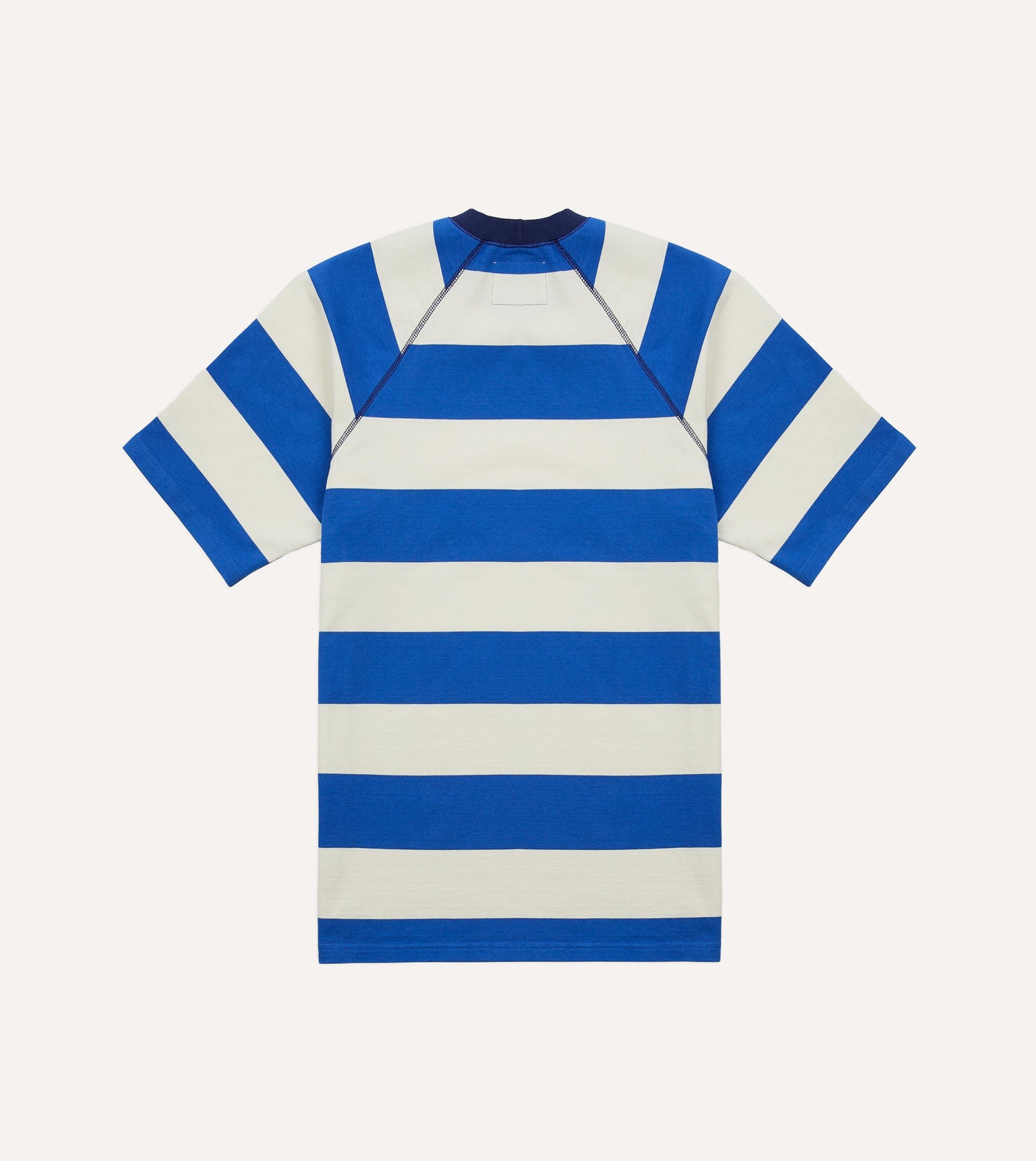 Blue and White Stripe Raglan Sleeve Hiking T-Shirt