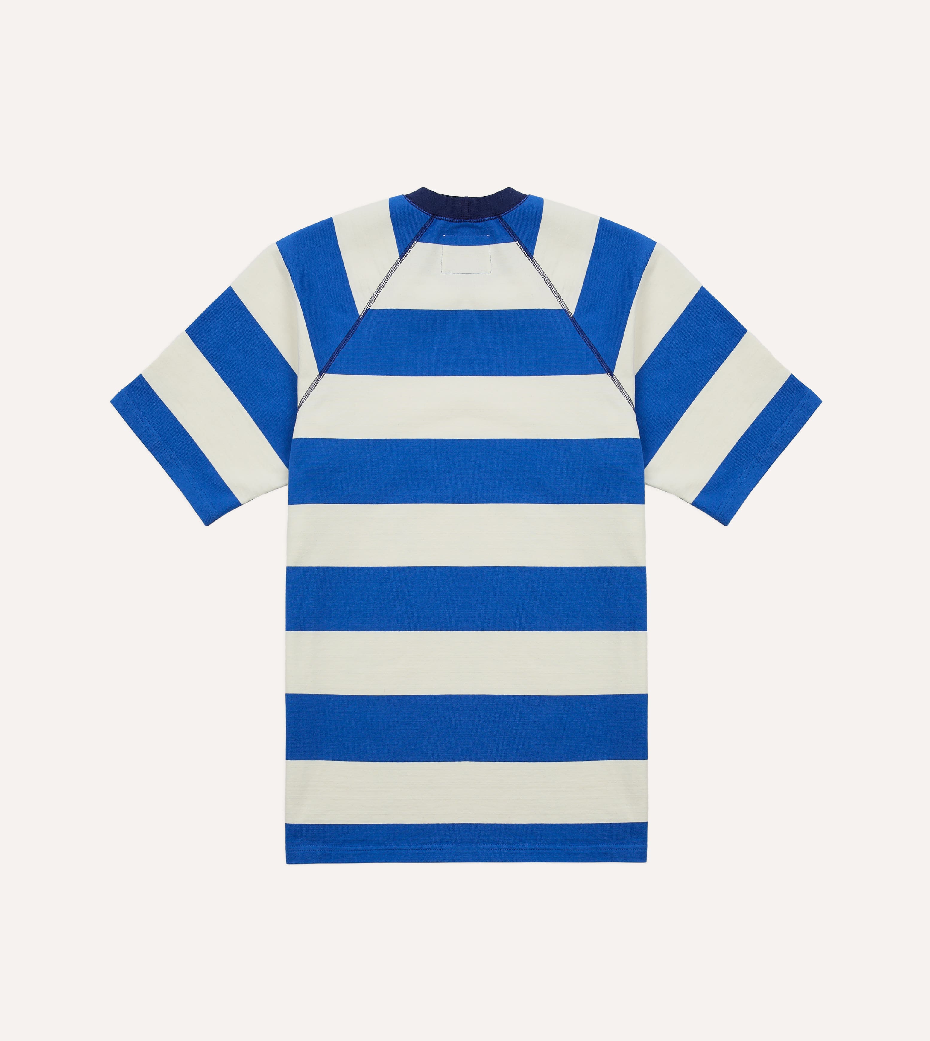 Blue and White Stripe Raglan Sleeve Hiking T-Shirt