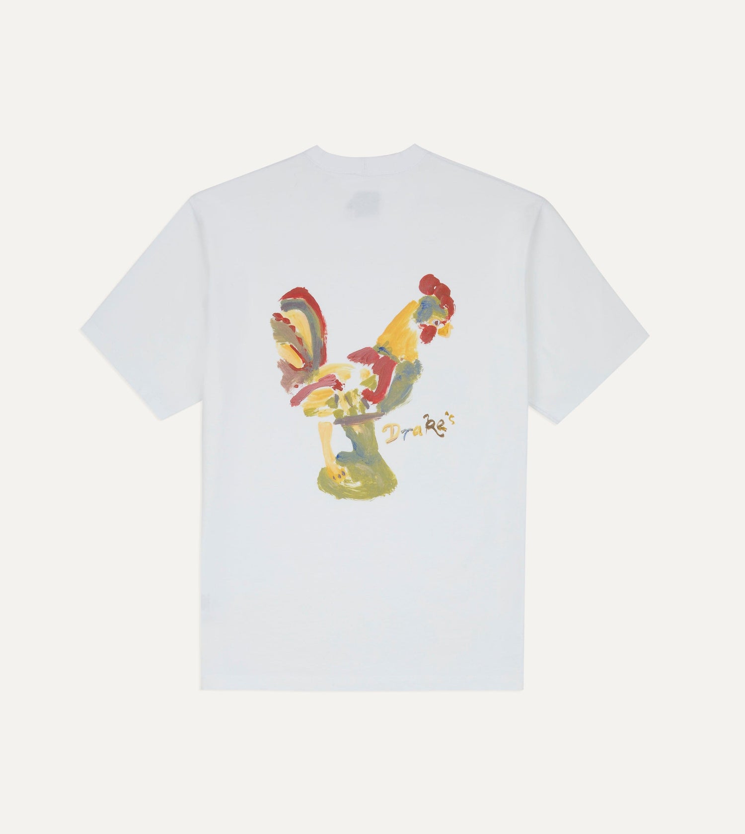 White 'Cockerel' Print Short-Sleeve Hiking T-Shirt