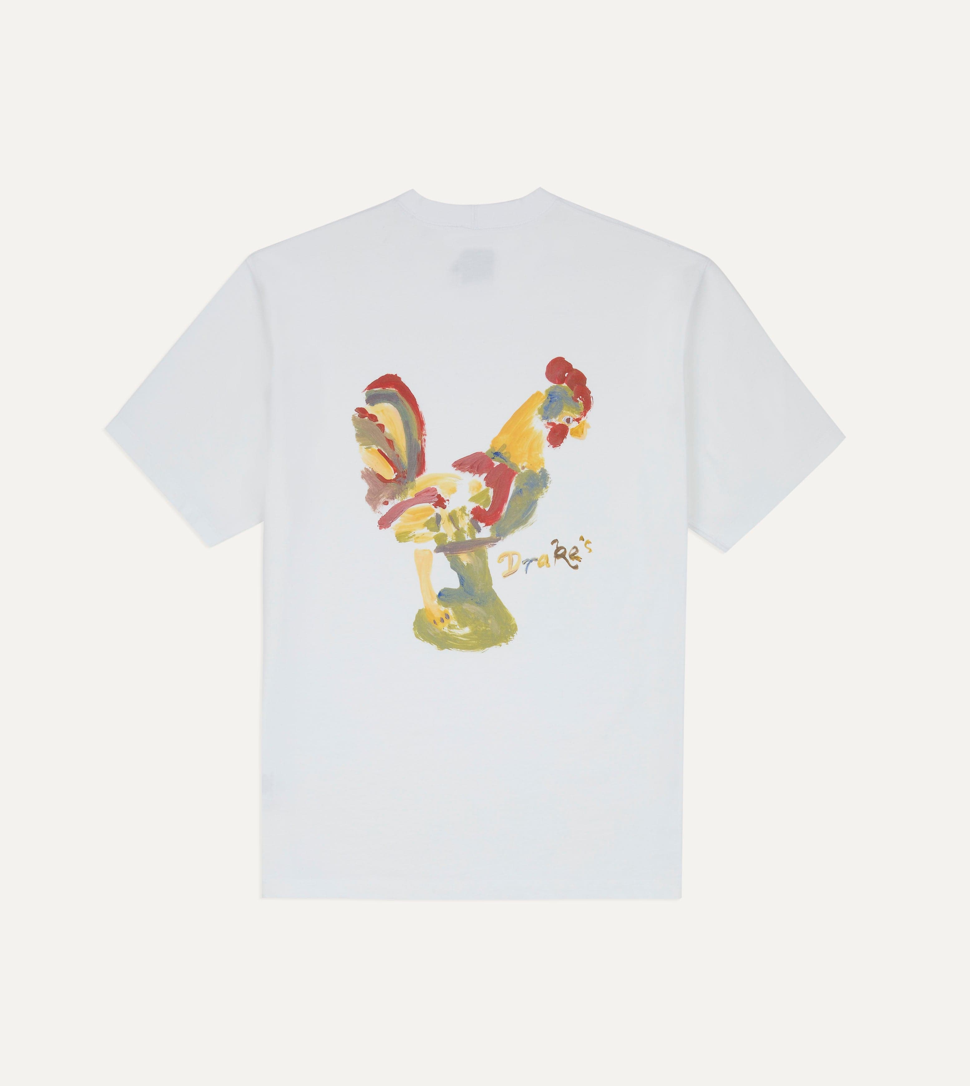 White 'Cockerel' Print Short-Sleeve Hiking T-Shirt