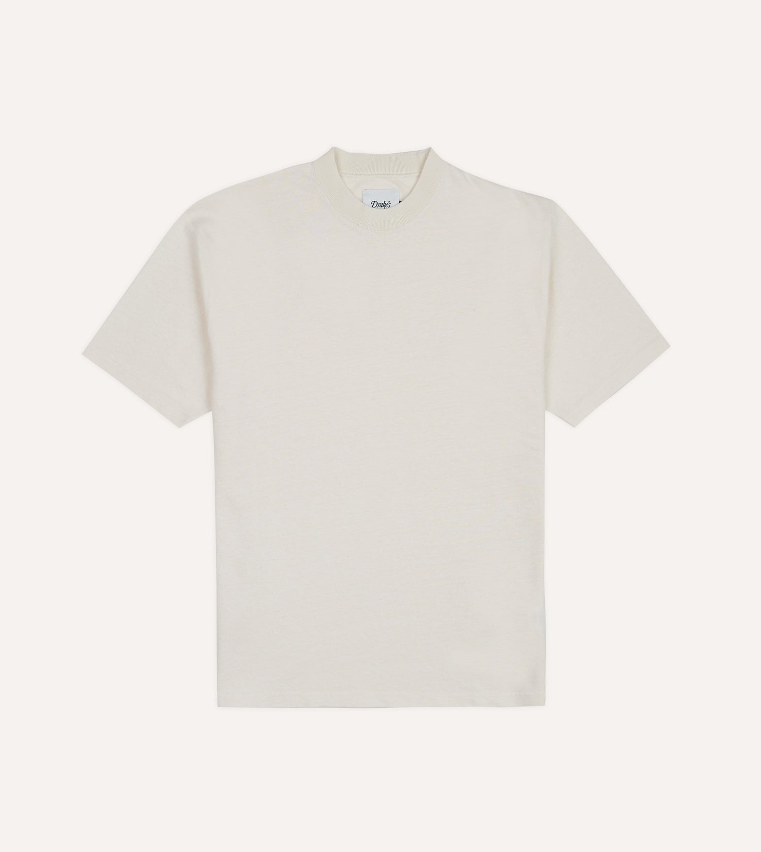 Ecru Cotton-Linen Crew Neck Hiking T-Shirt