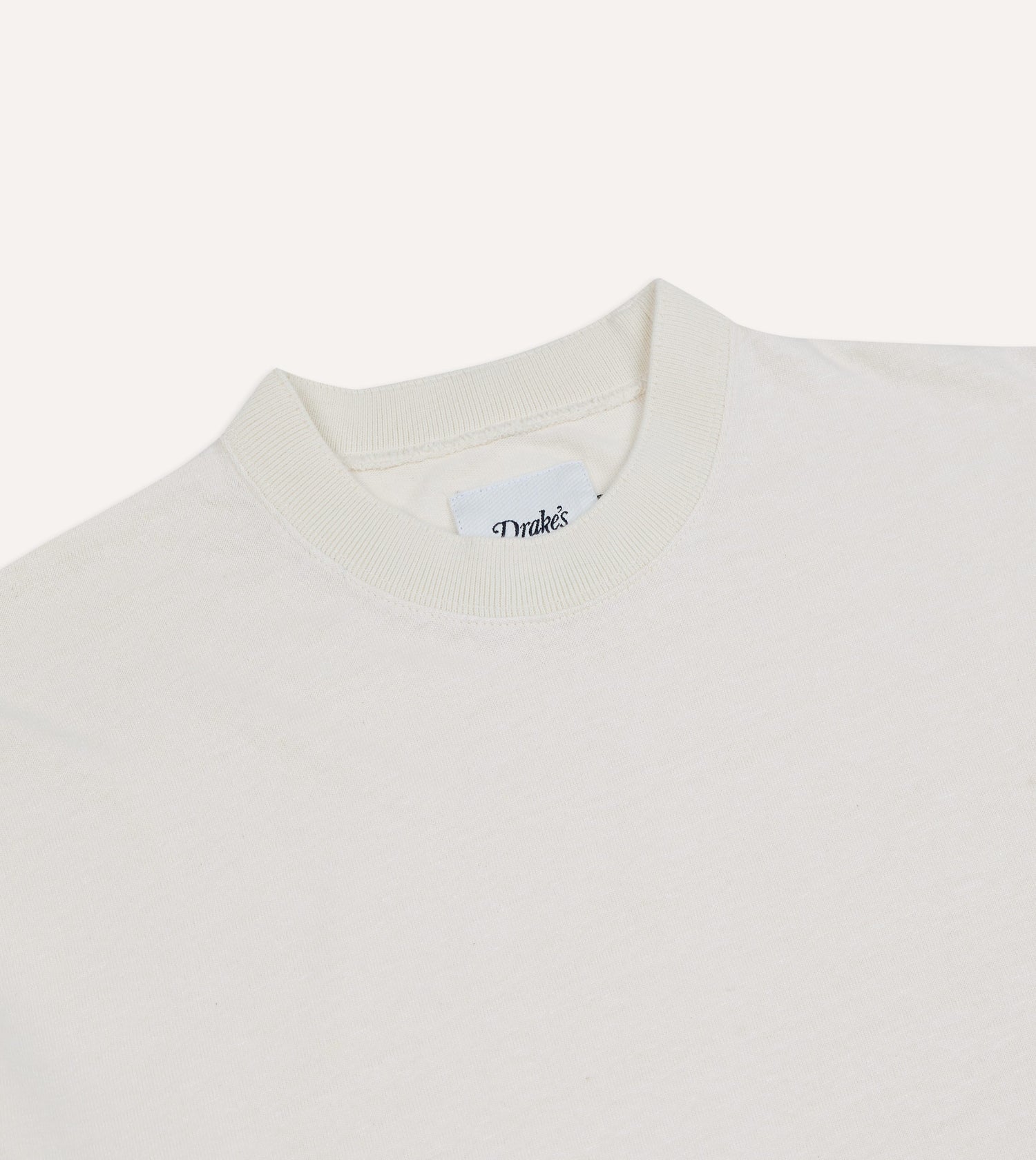 Ecru Cotton-Linen Crew Neck Hiking T-Shirt