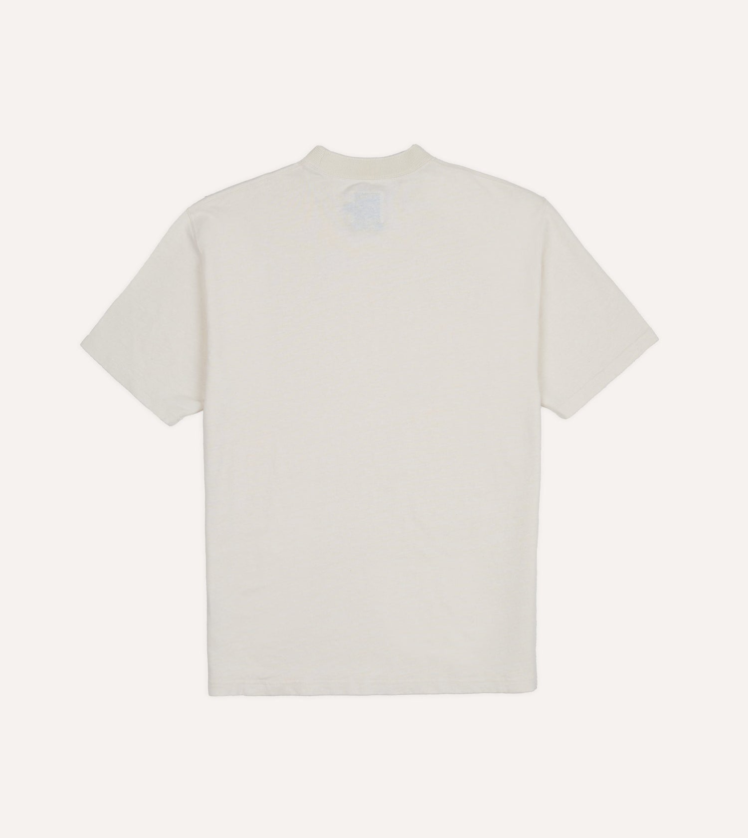 Ecru Cotton-Linen Crew Neck Hiking T-Shirt