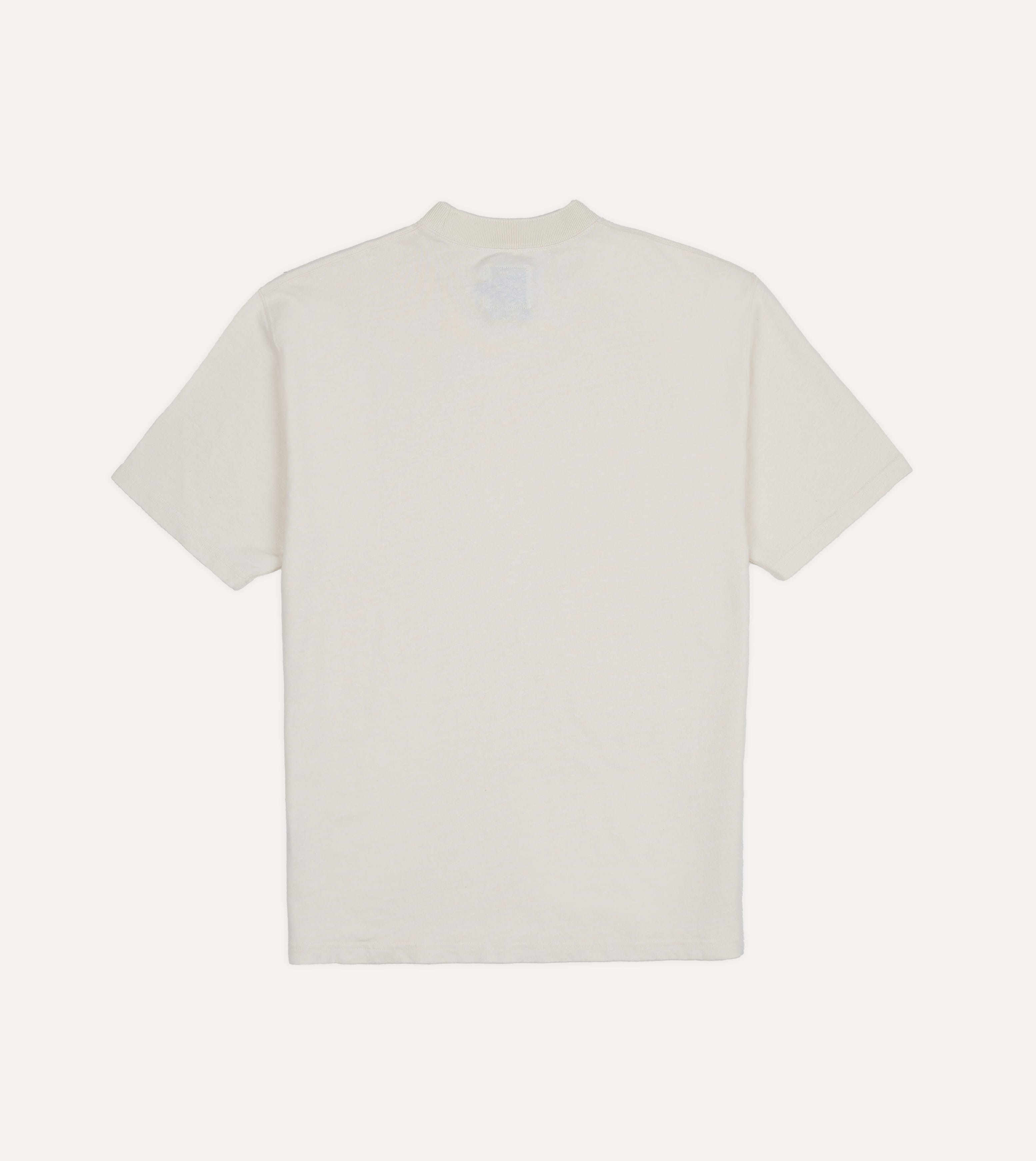 Ecru Cotton-Linen Crew Neck Hiking T-Shirt