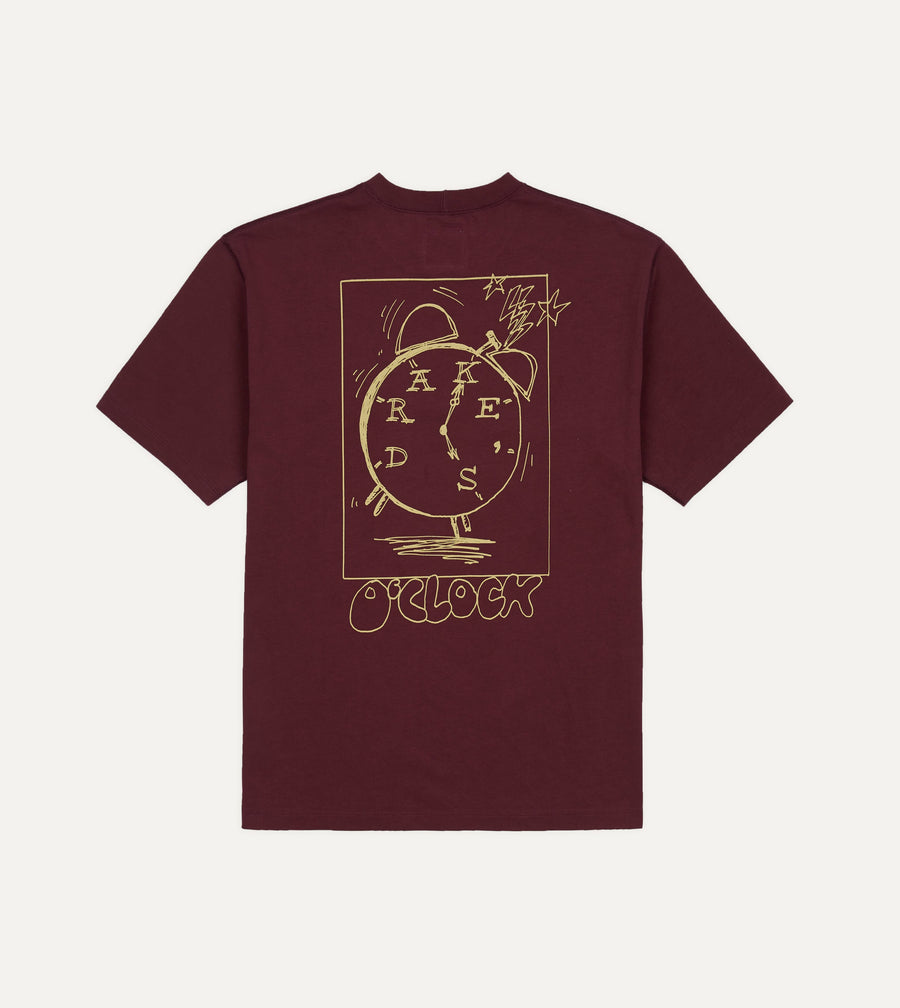 Burgundy 'O'Clock' Print Short-Sleeve Hiking T-Shirt