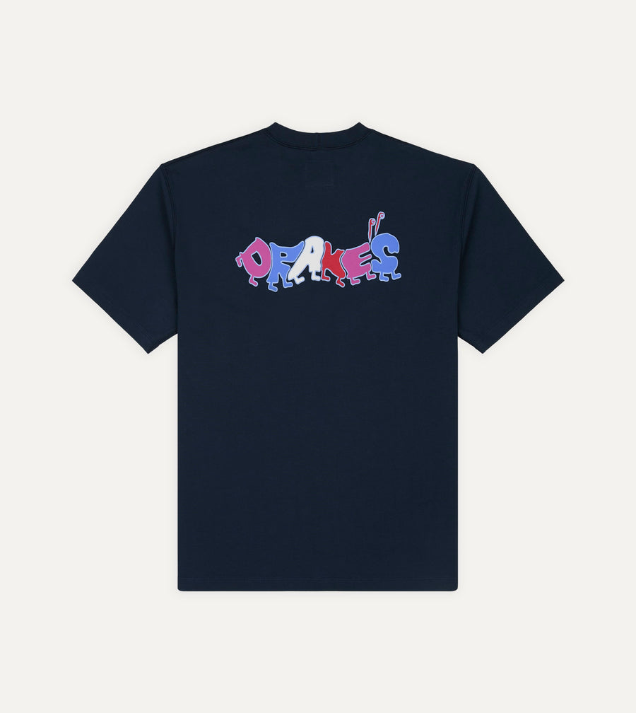 Navy 'Caterpillar' Print Short-Sleeve Hiking T-Shirt