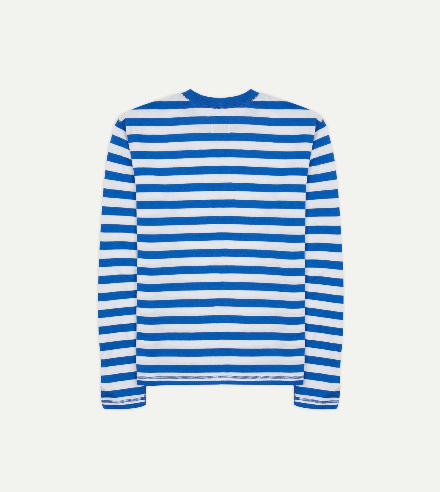 Blue and White Stripe Cotton Long-Sleeve Hiking T-Shirt