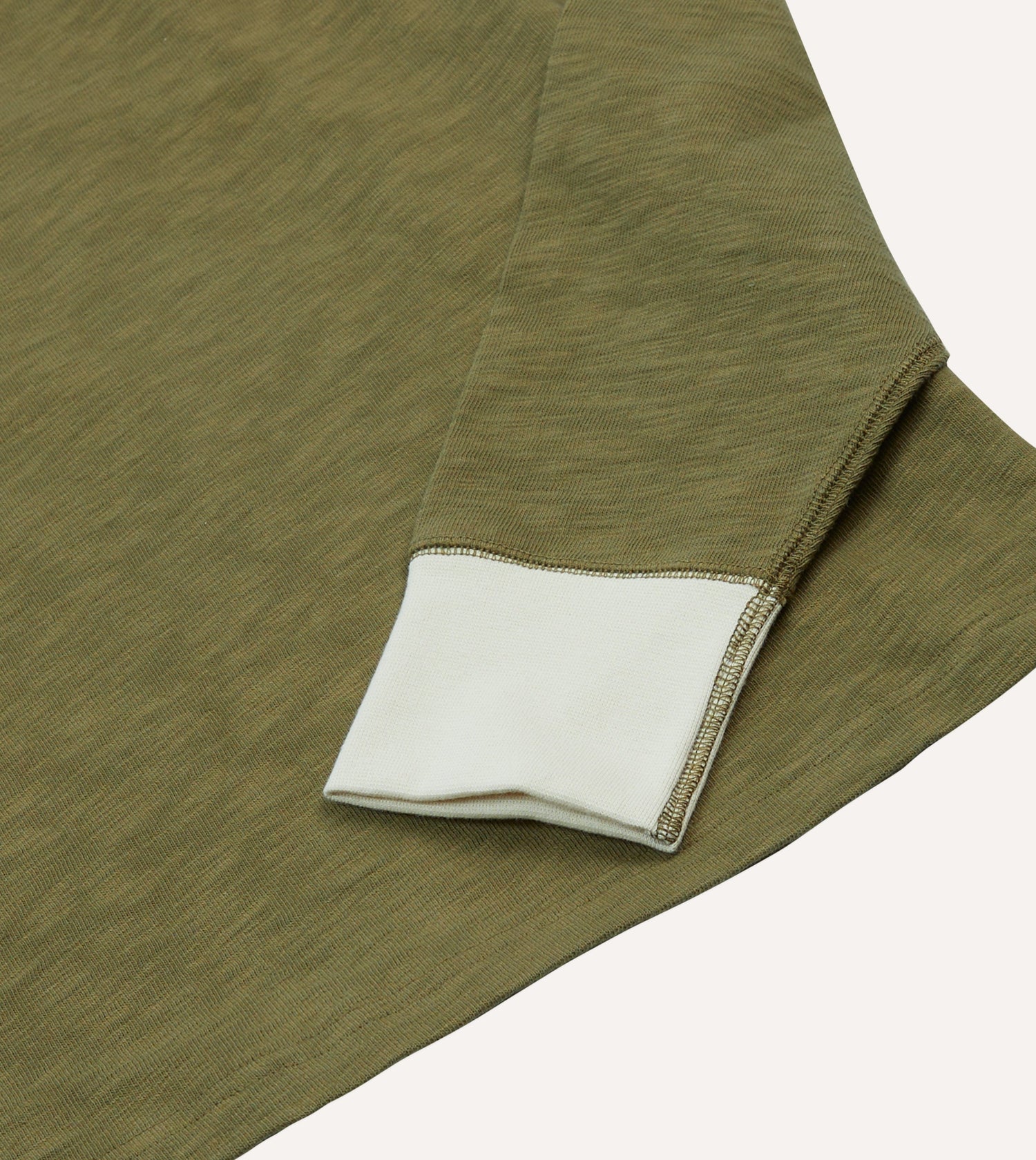 Khaki Cotton Long-Sleeve Roll Neck Hiking T-Shirt