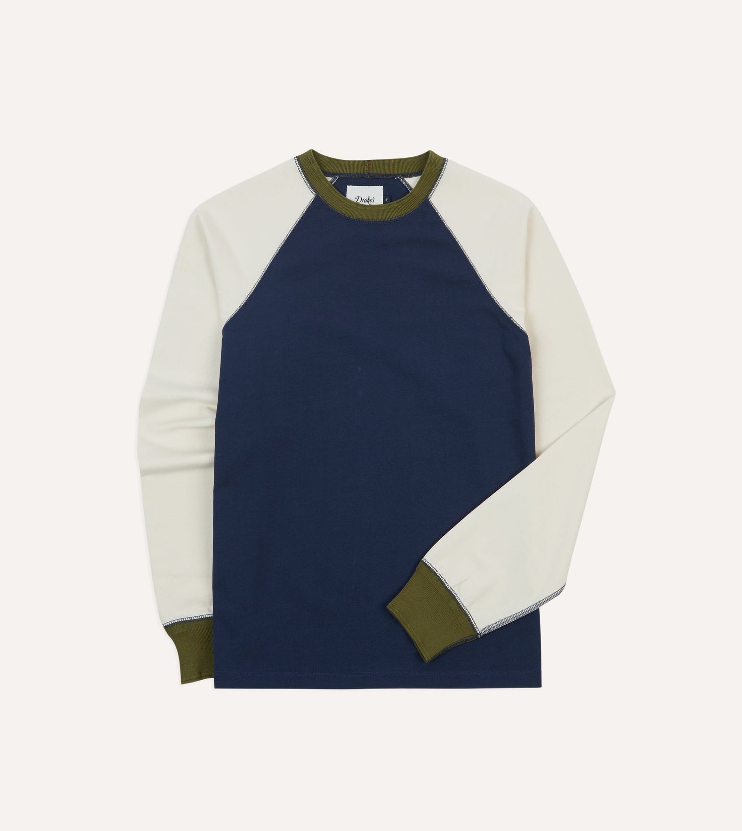 Navy and Ecru Long Sleeve Raglan T-Shirt