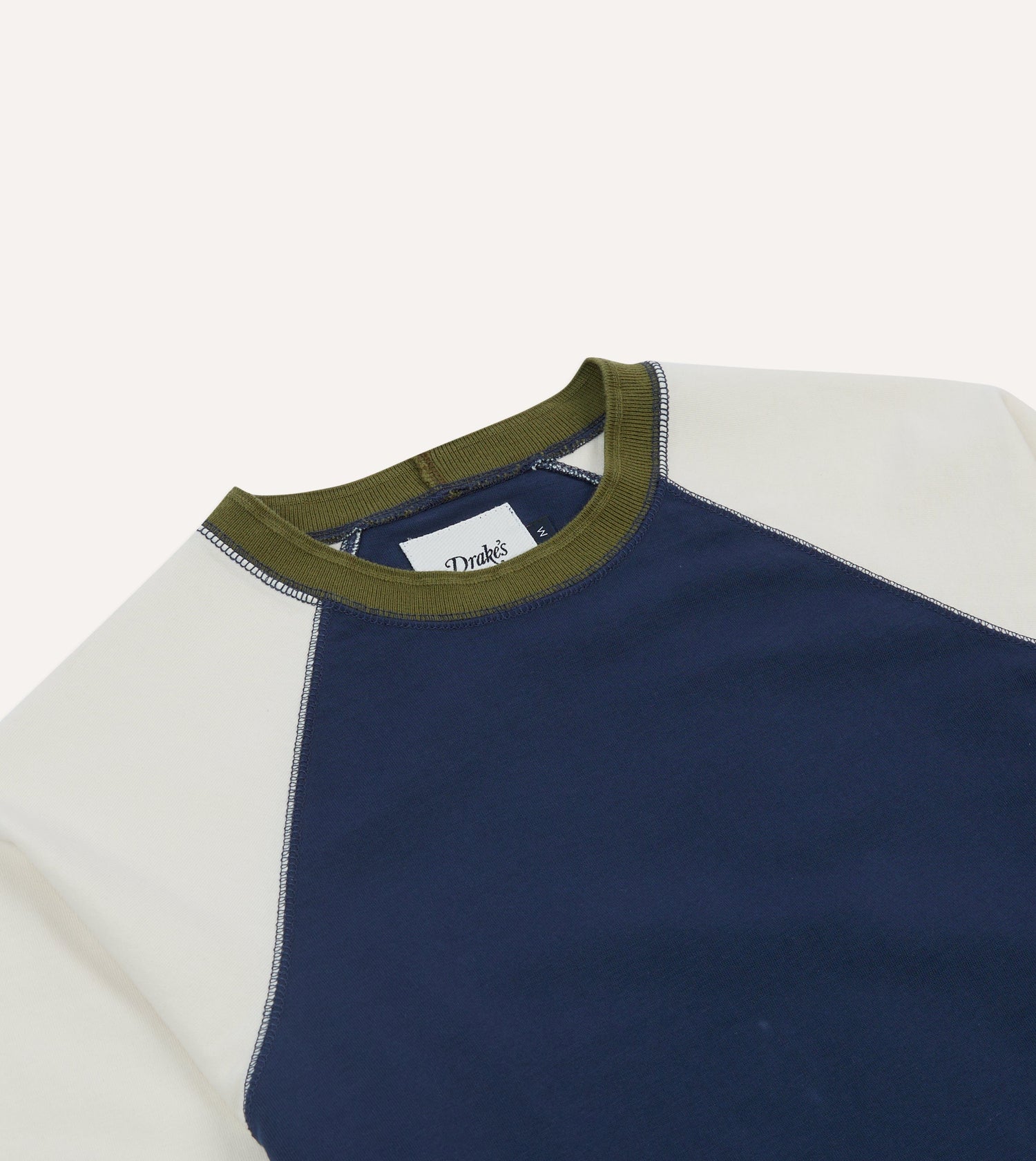 Navy and Ecru Long Sleeve Raglan T-Shirt