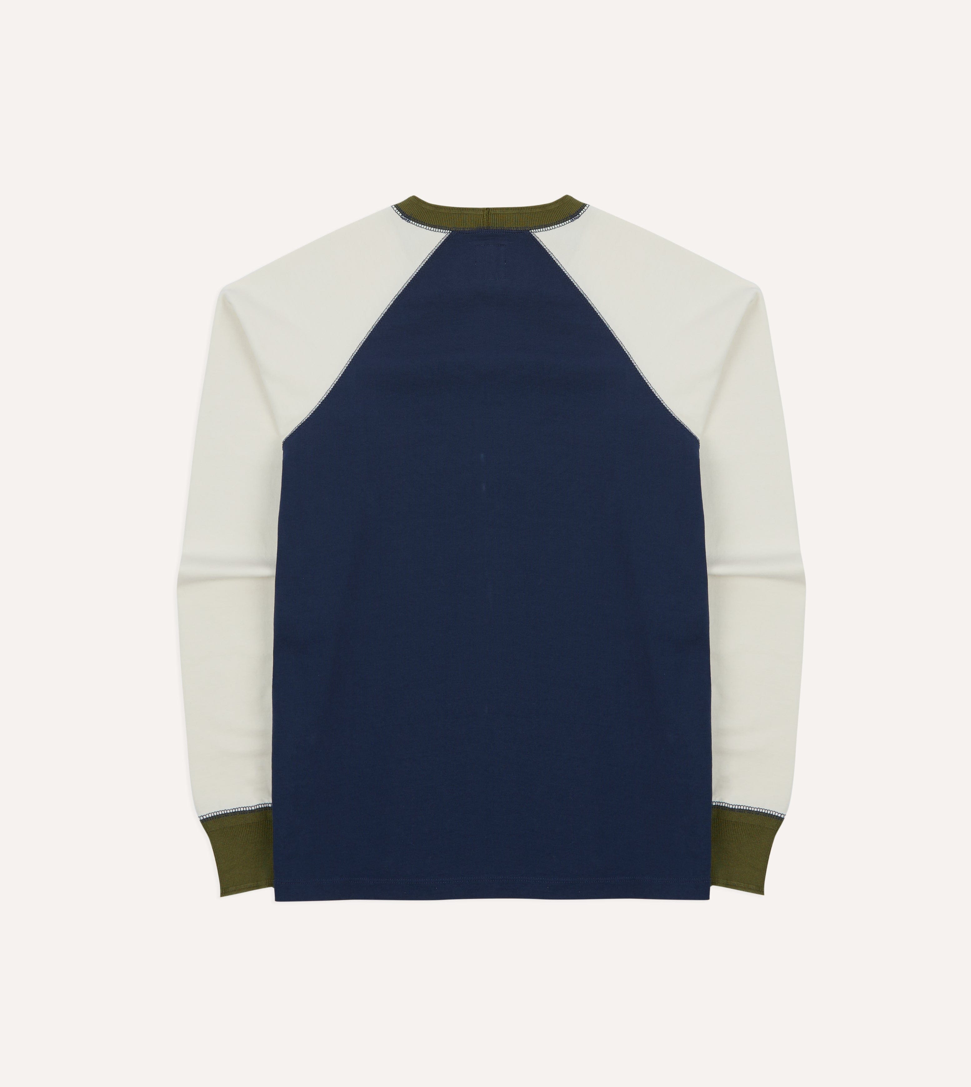 Navy and Ecru Long Sleeve Raglan T-Shirt