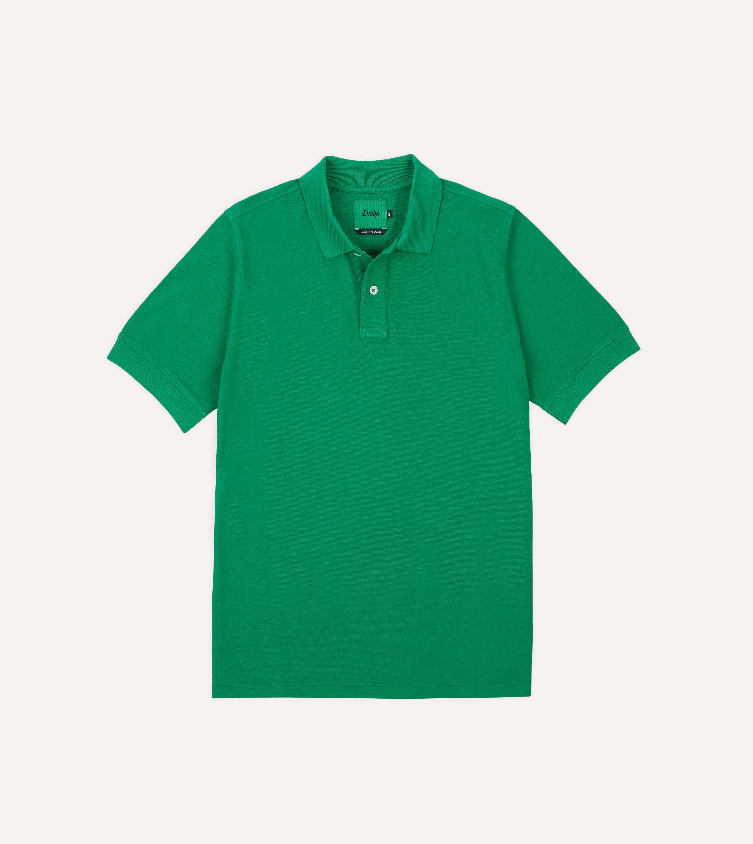 Washed Green Piqué Cotton Polo Shirt