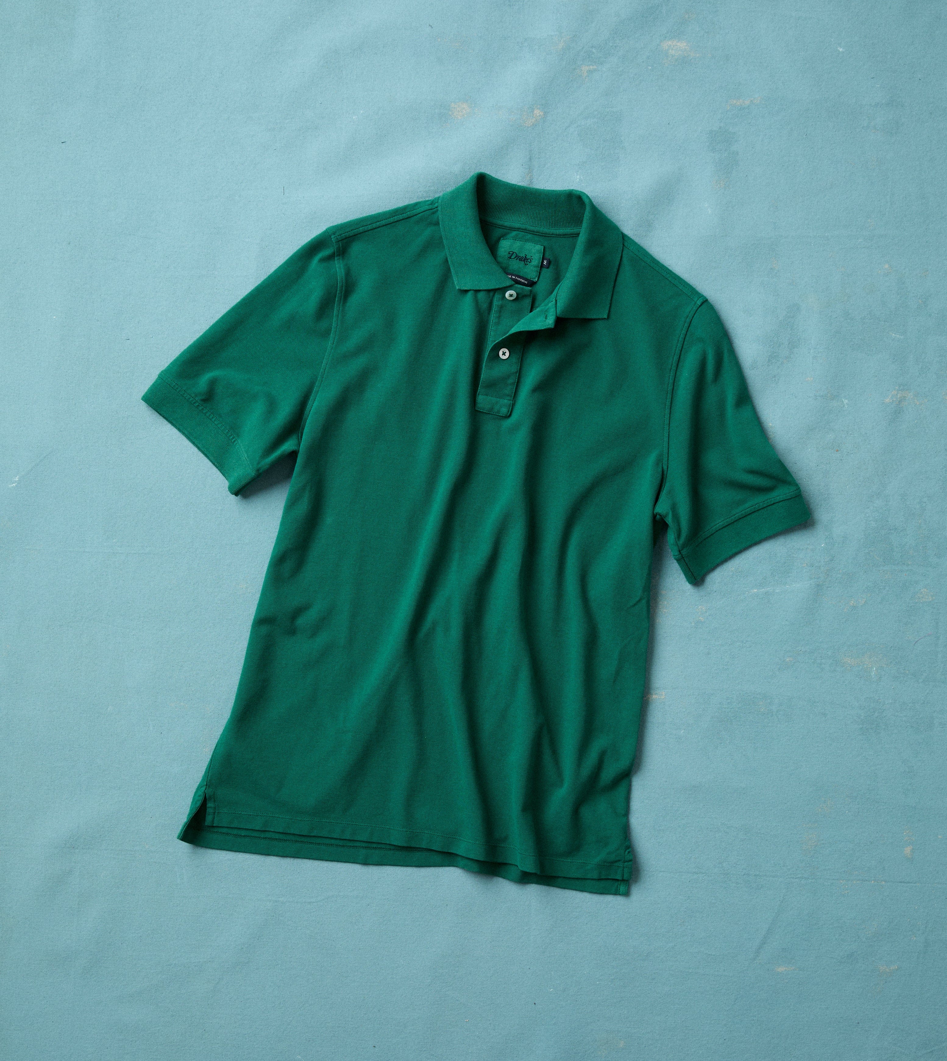Green Piqué Cotton Polo Shirt – Drakes