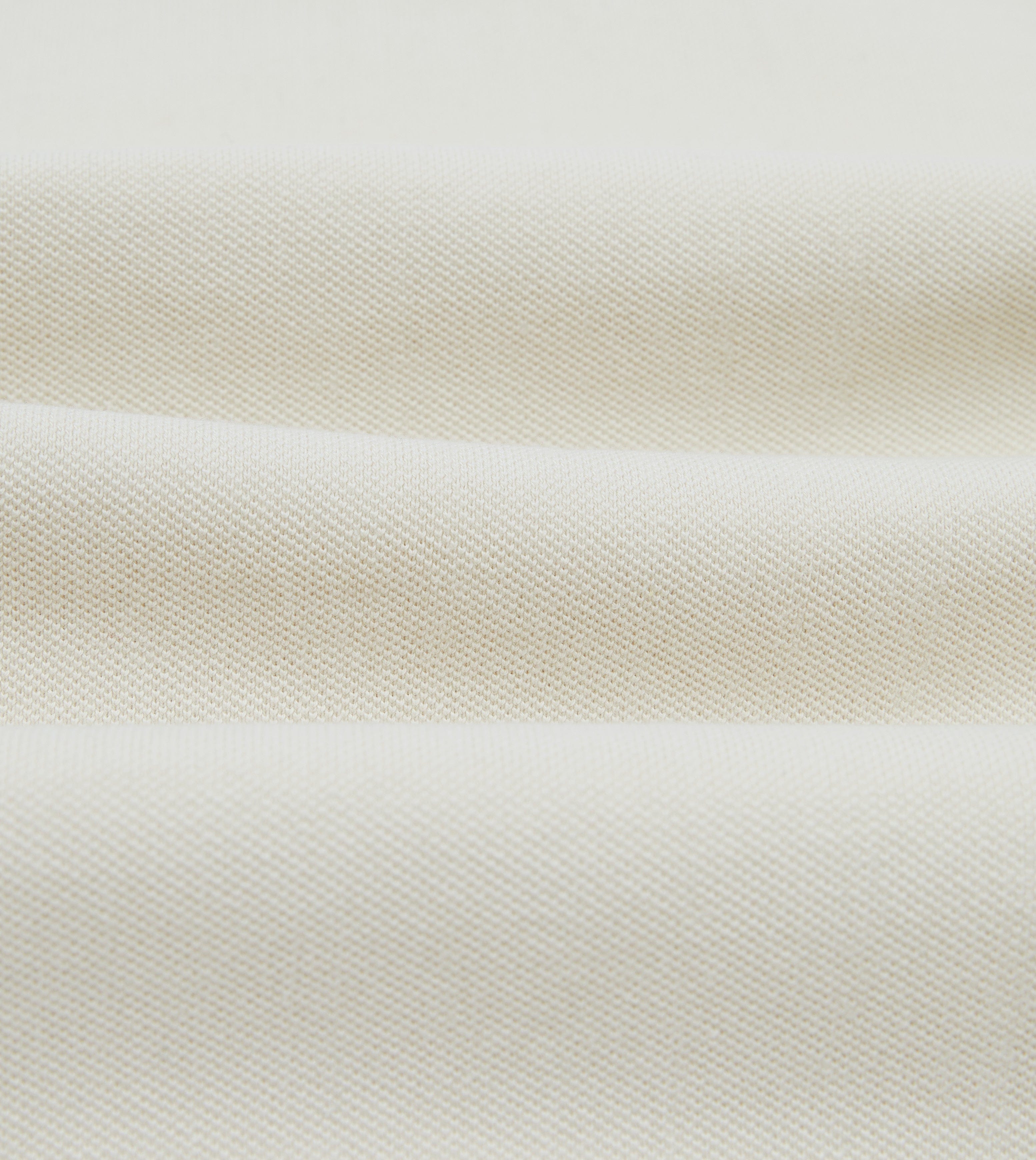 Ecru Pique Cotton Long-Sleeve Polo Shirt