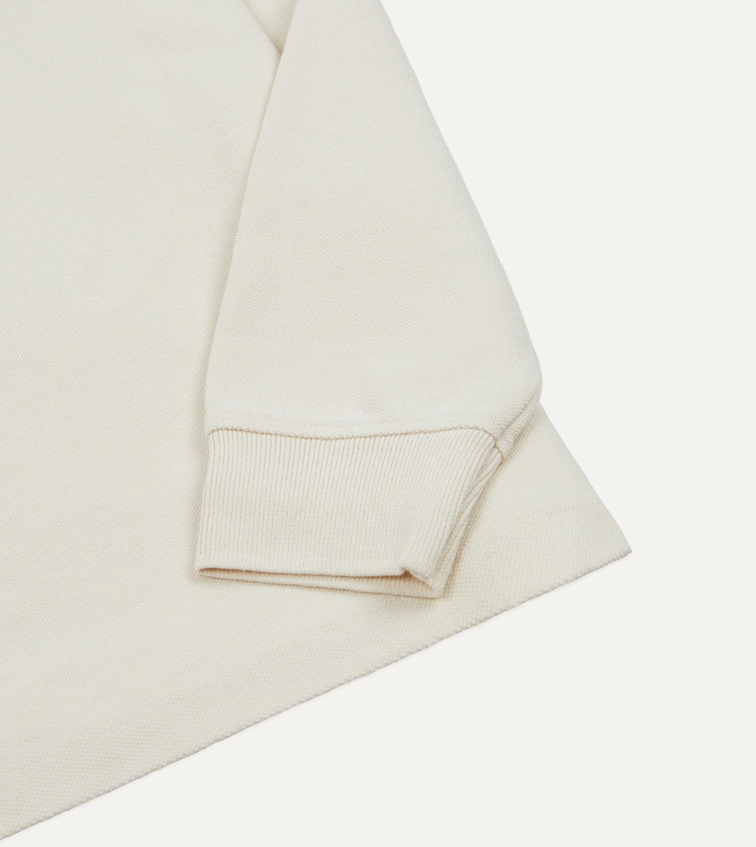 Ecru Pique Cotton Long-Sleeve Polo Shirt