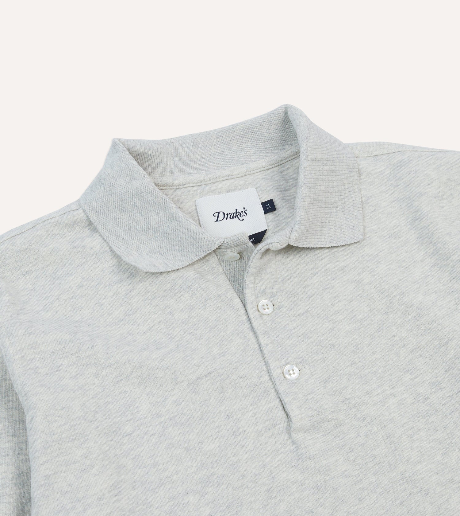 Grey Melange Jersey Cotton Long-Sleeve Polo Shirt