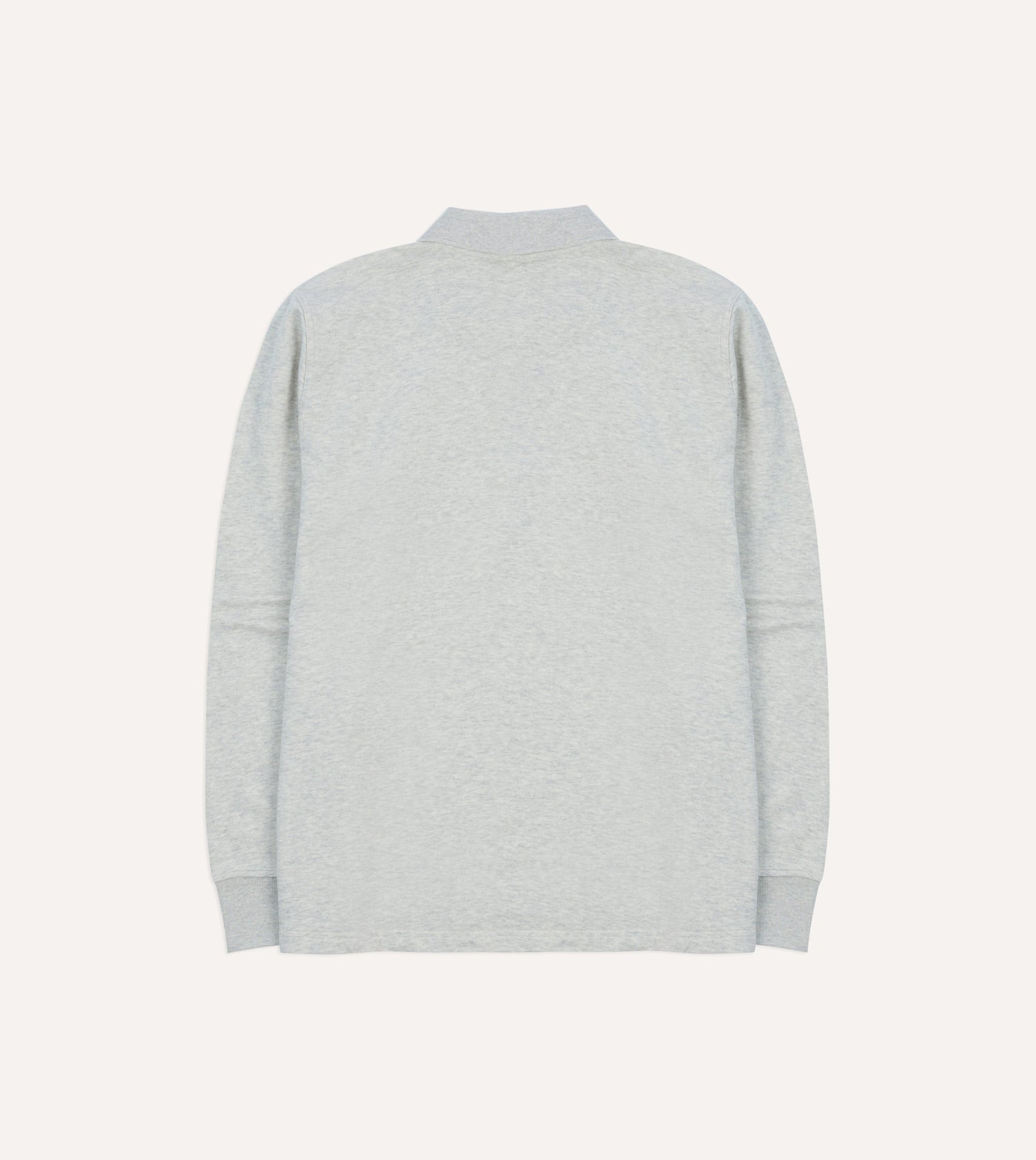 Grey Melange Jersey Cotton Long-Sleeve Polo Shirt