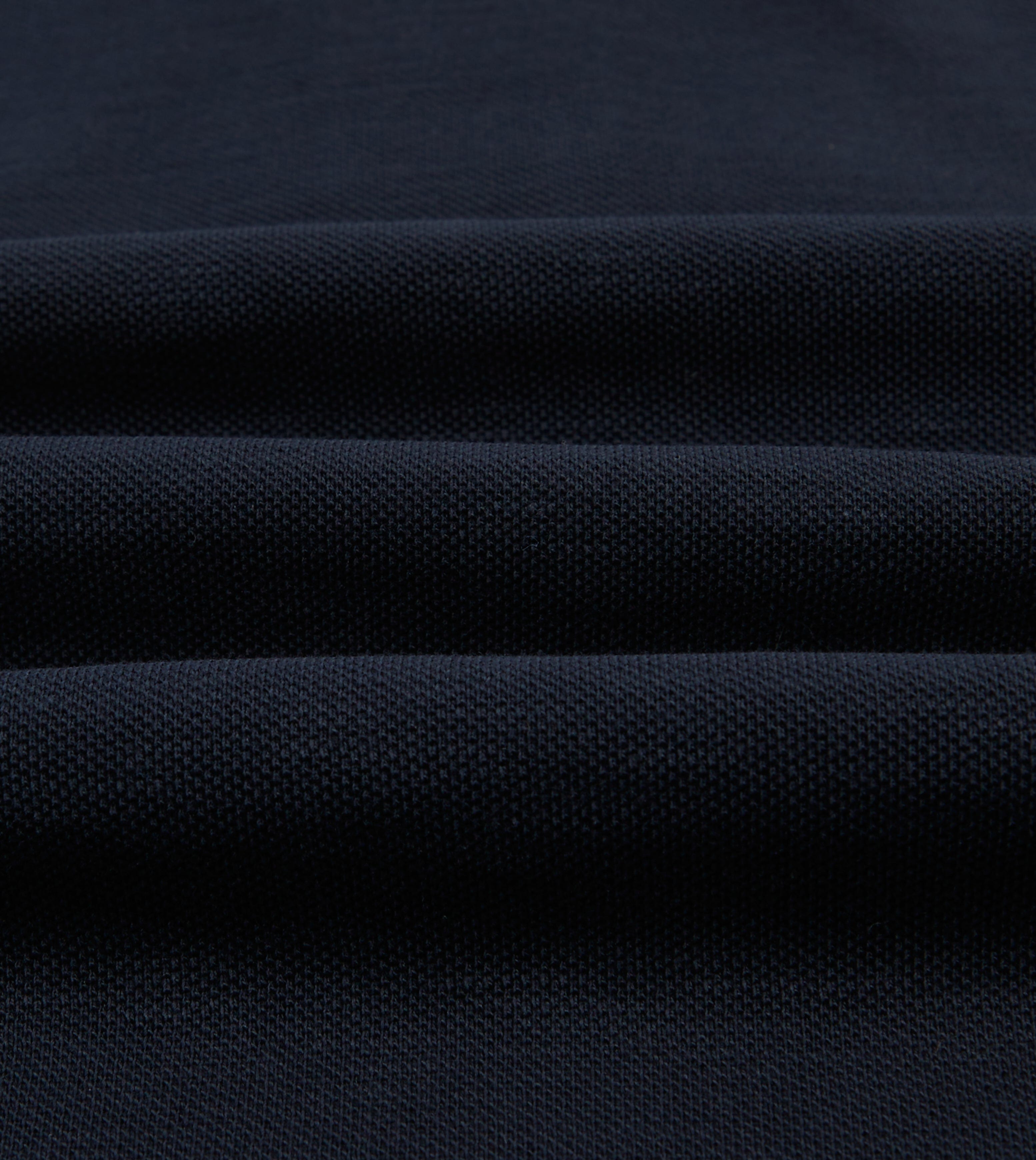 Navy Pique Cotton Long-Sleeve Polo Shirt