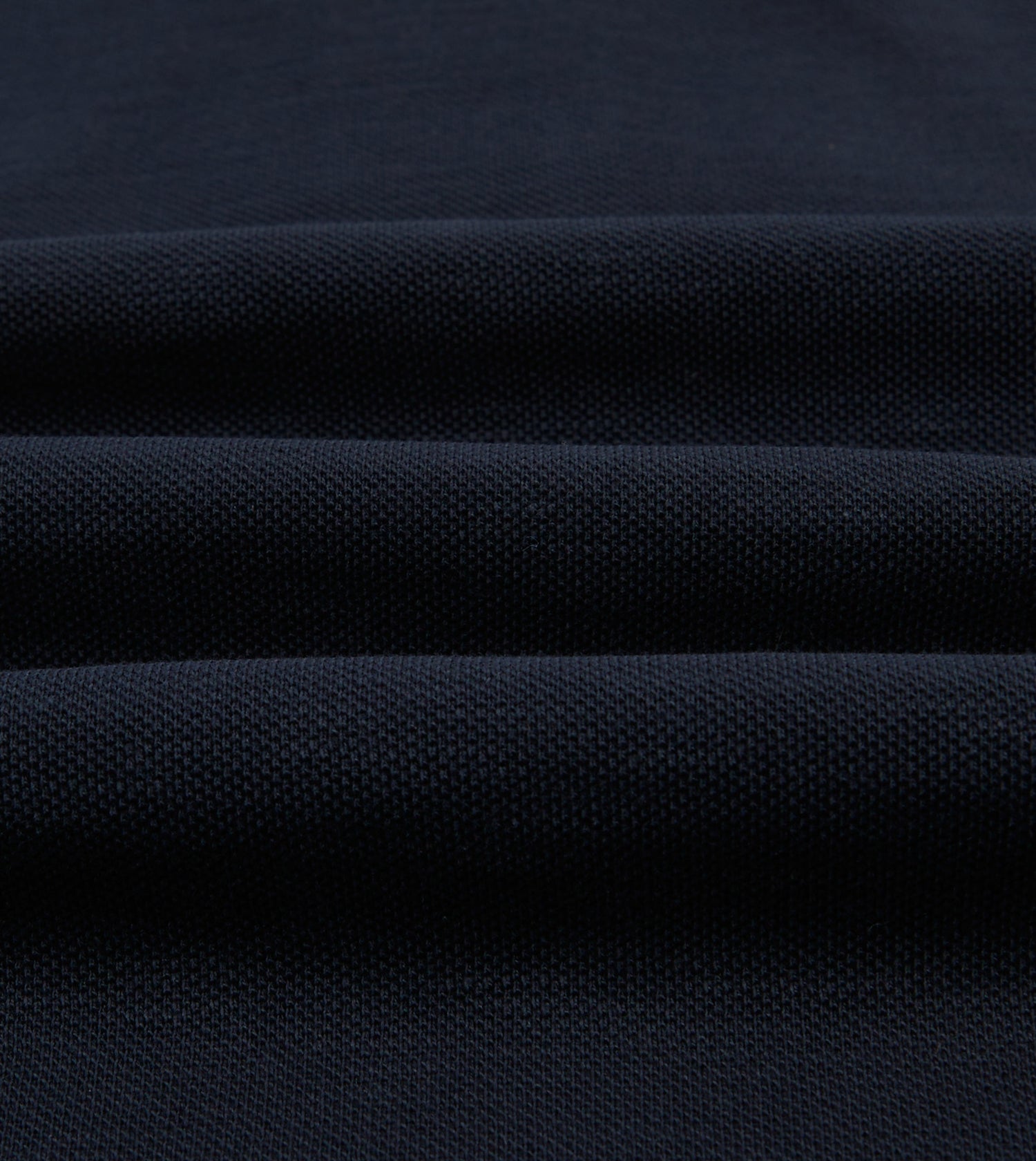 Navy Pique Cotton Long-Sleeve Polo Shirt