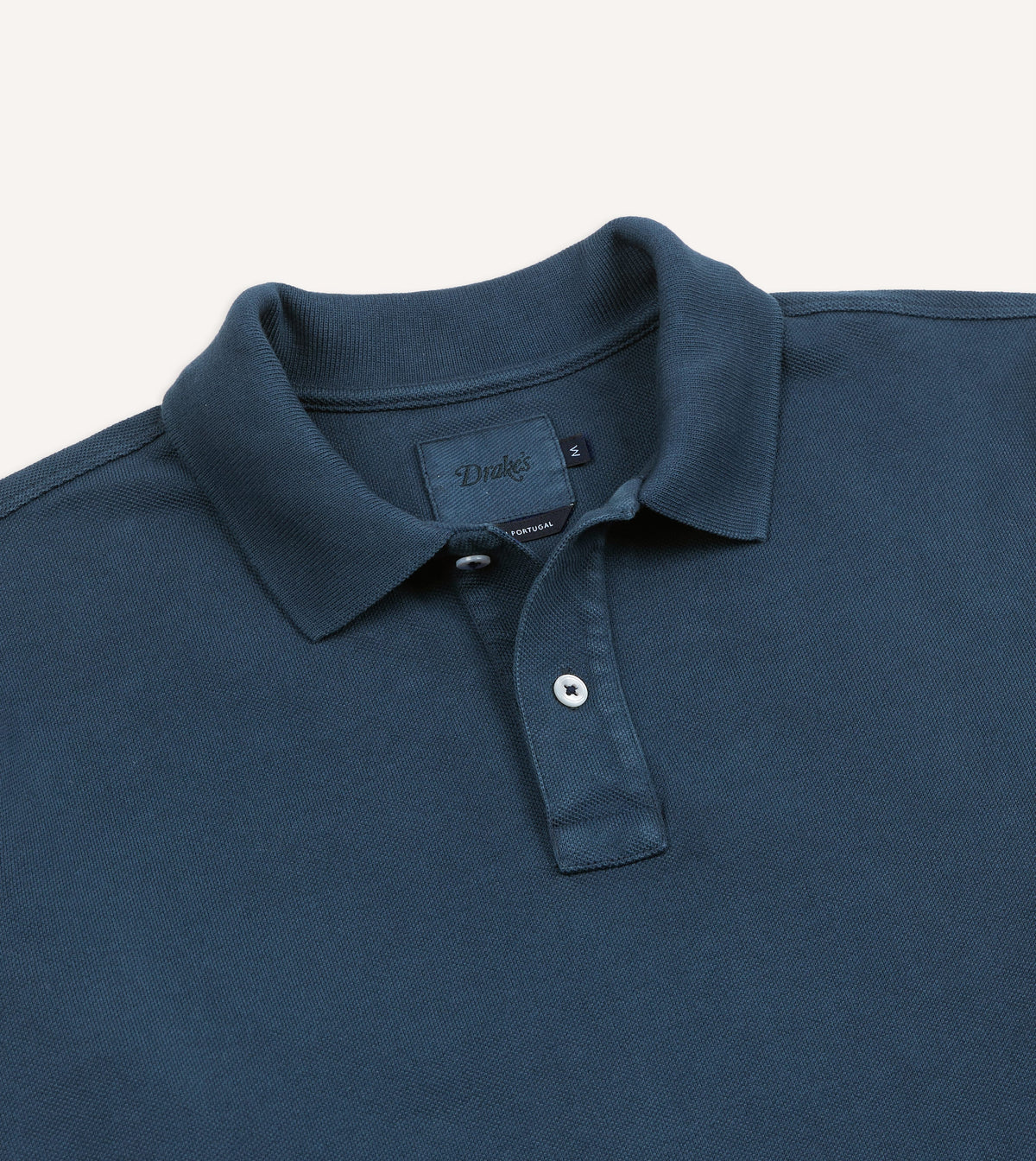 Indigo Dyed Cotton Jersey Long-Sleeve Polo Shirt