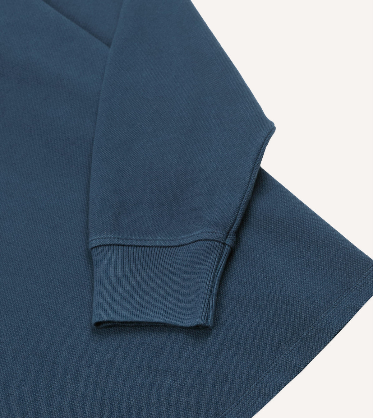 Indigo Dyed Cotton Jersey Long-Sleeve Polo Shirt