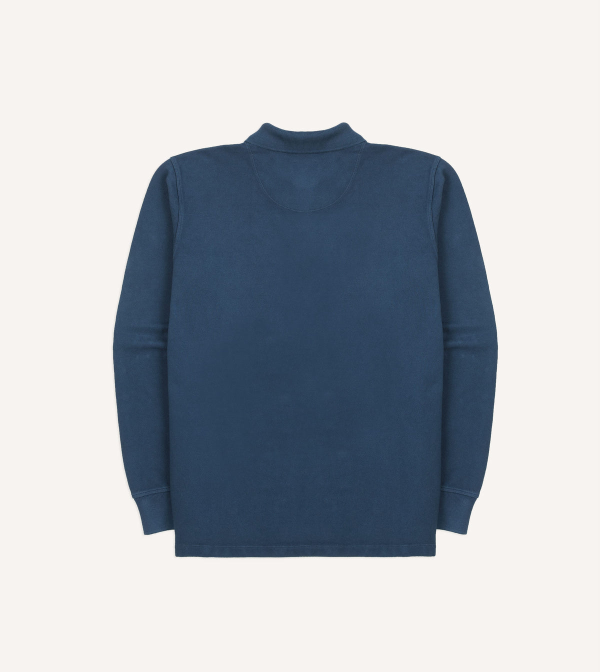 Indigo Dyed Cotton Jersey Long-Sleeve Polo Shirt