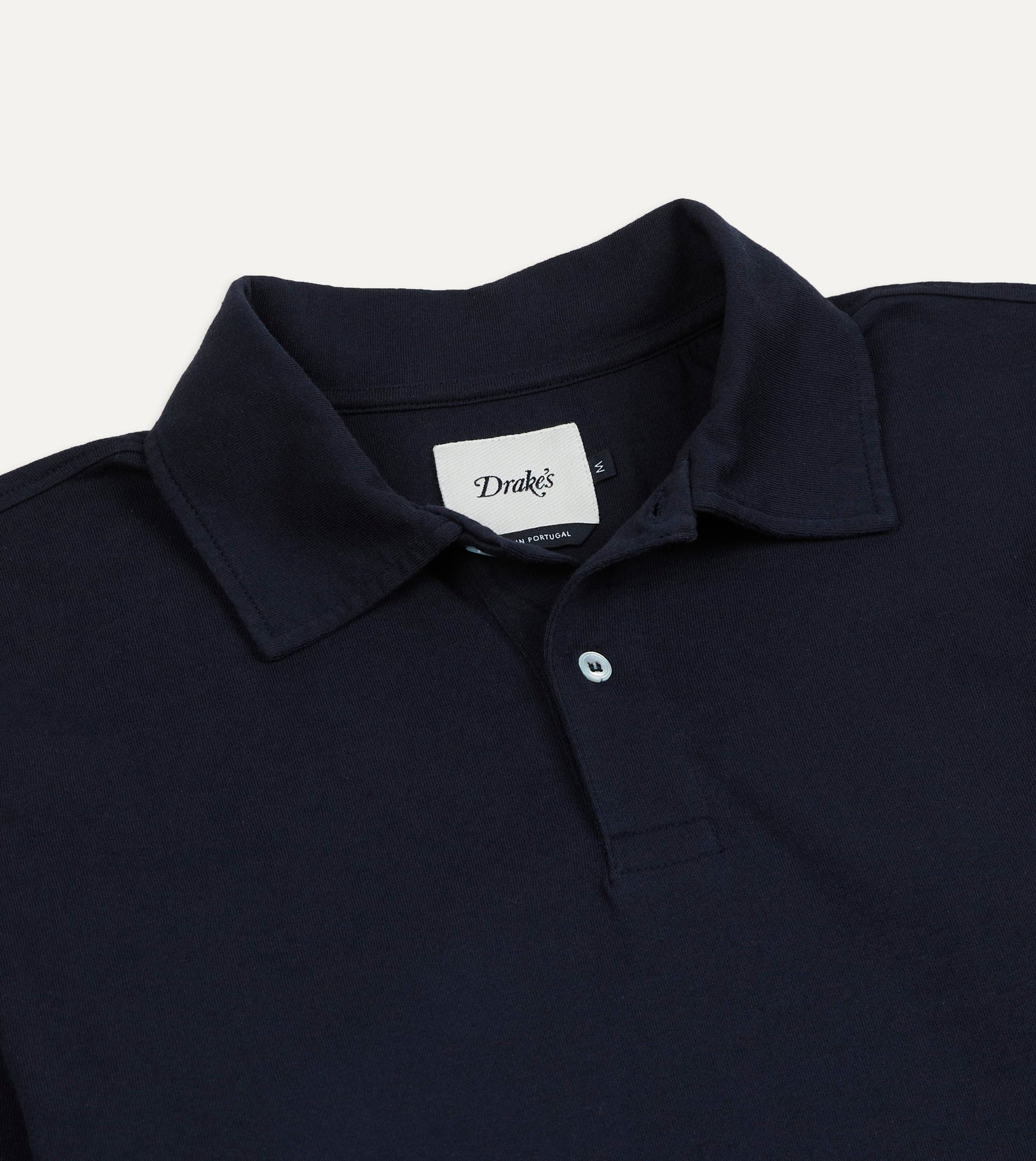 Navy Cotton Jersey Long-Sleeve Polo Shirt