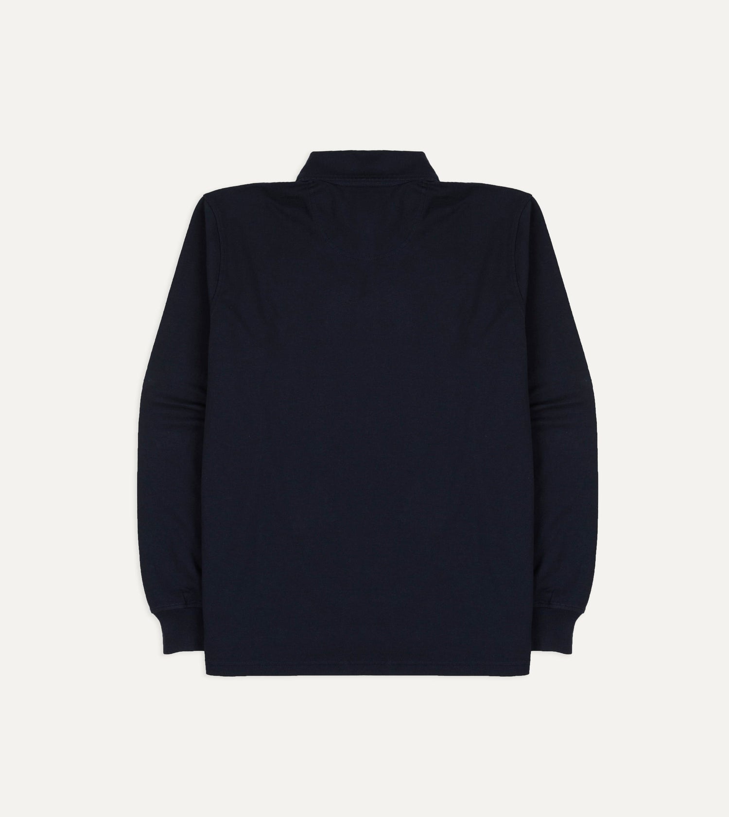 Navy Cotton Jersey Long-Sleeve Polo Shirt