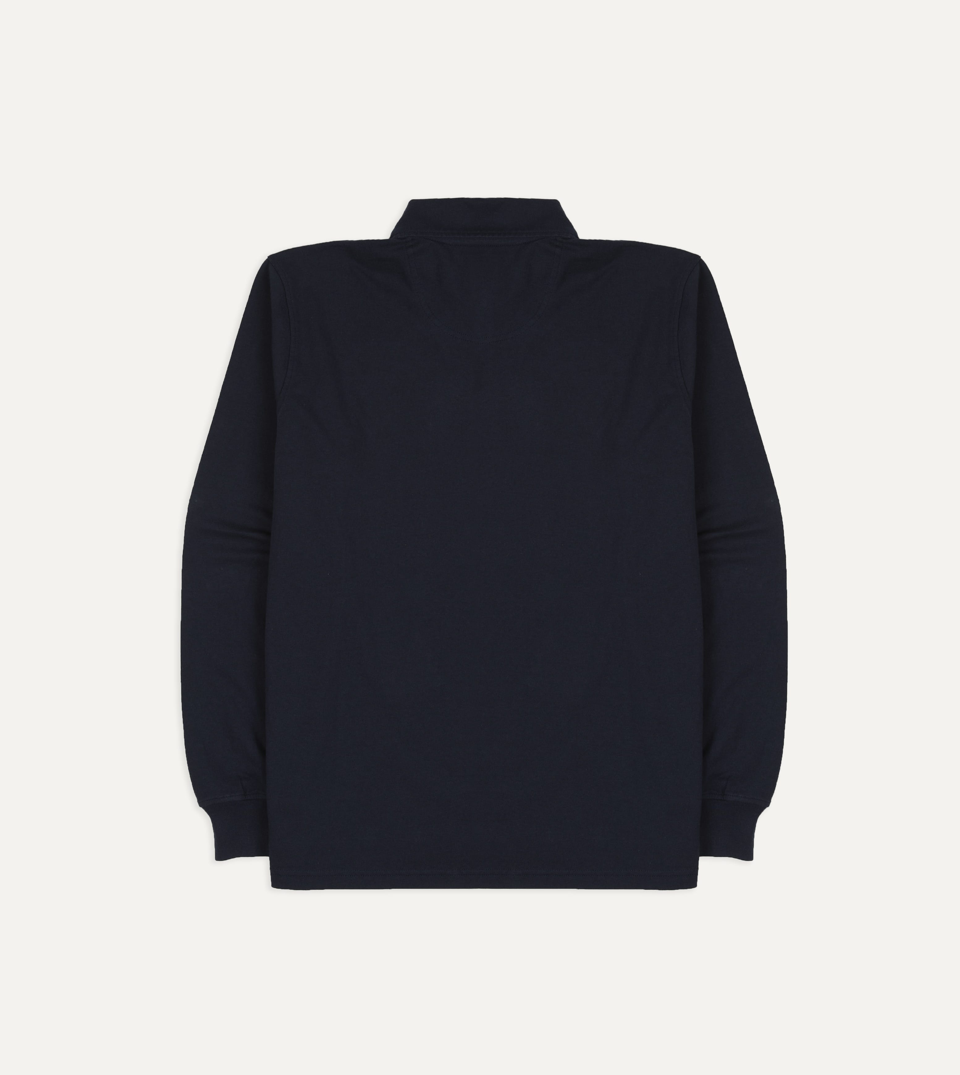 Navy Cotton Jersey Long-Sleeve Polo Shirt